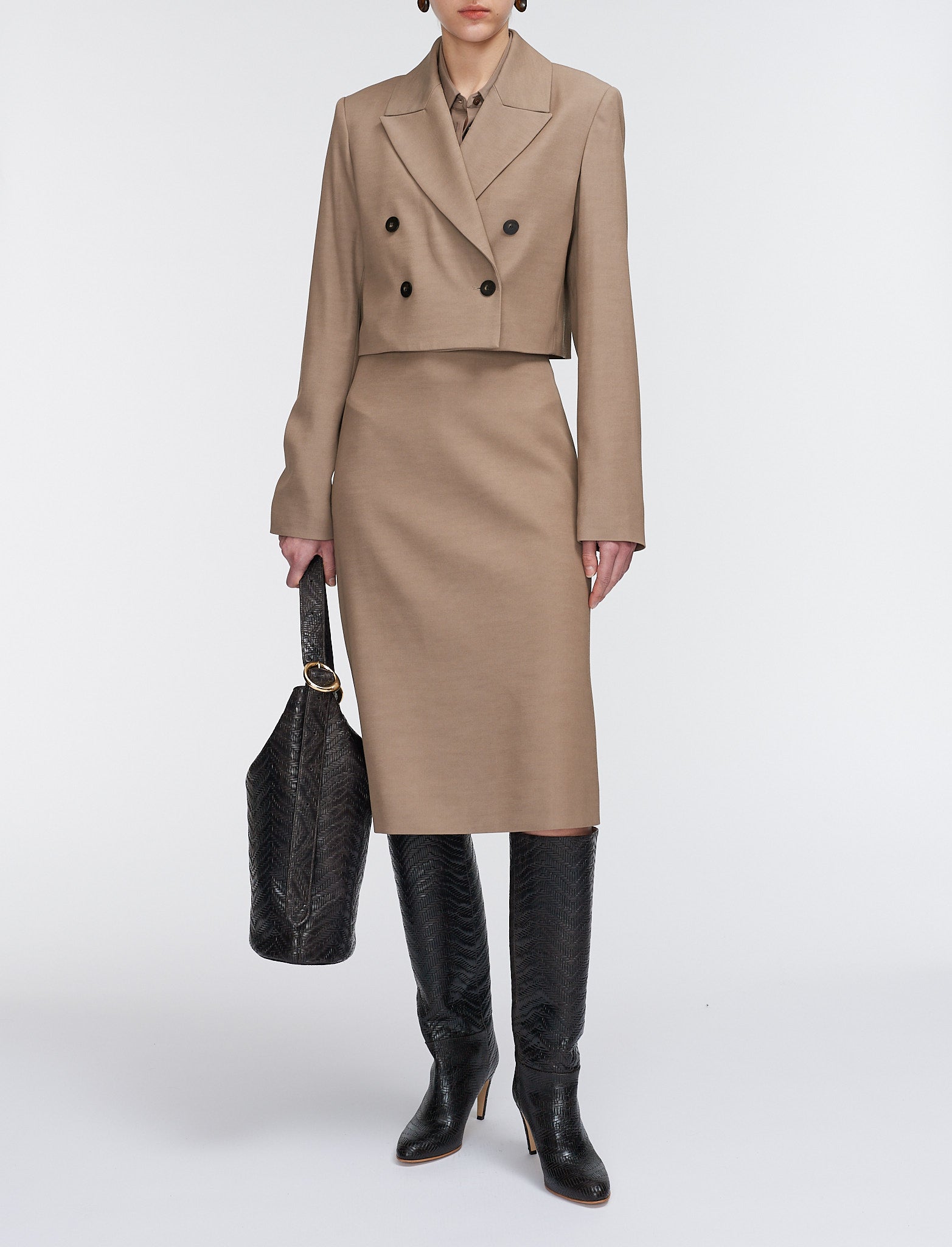 Joseph Sami Cady Twill Crop Blazer - Sable
