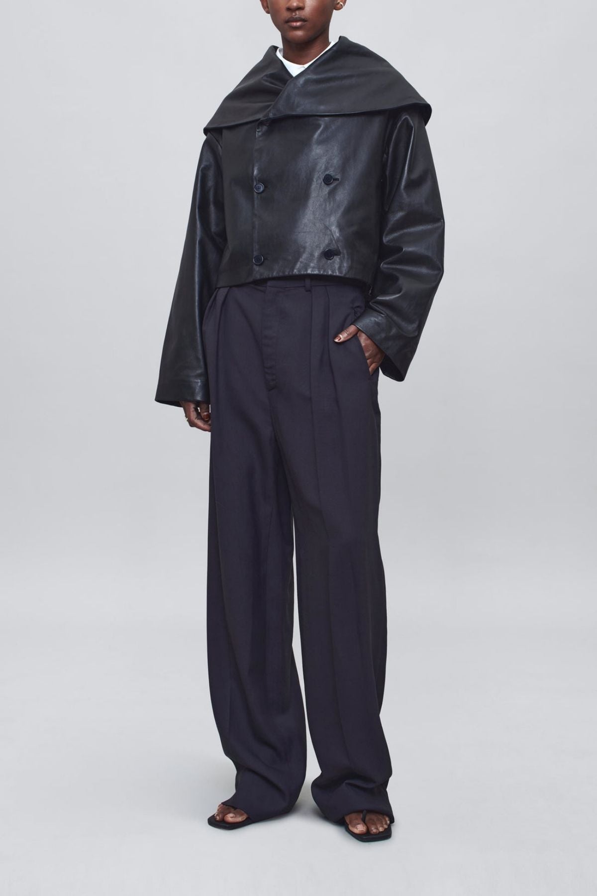 KALLMEYER Dotti Shawl Collar Leather Jacket - Black