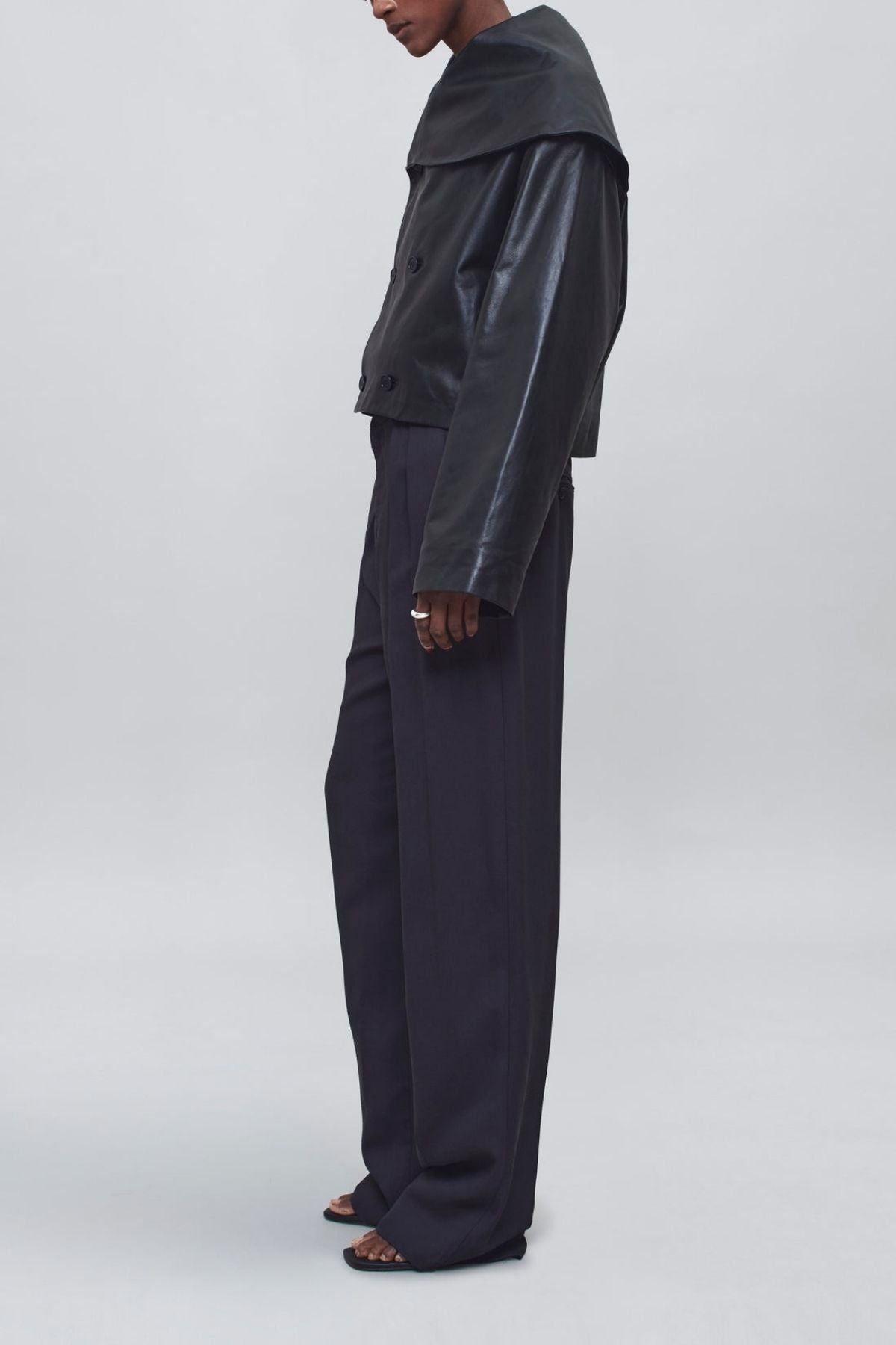 KALLMEYER Dotti Shawl Collar Leather Jacket - Black