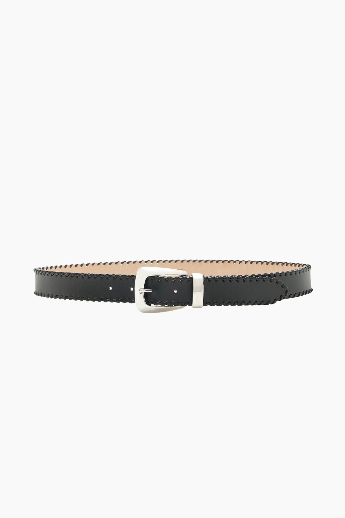 KHAITE Benny Belt Whipstitch Silver - Black