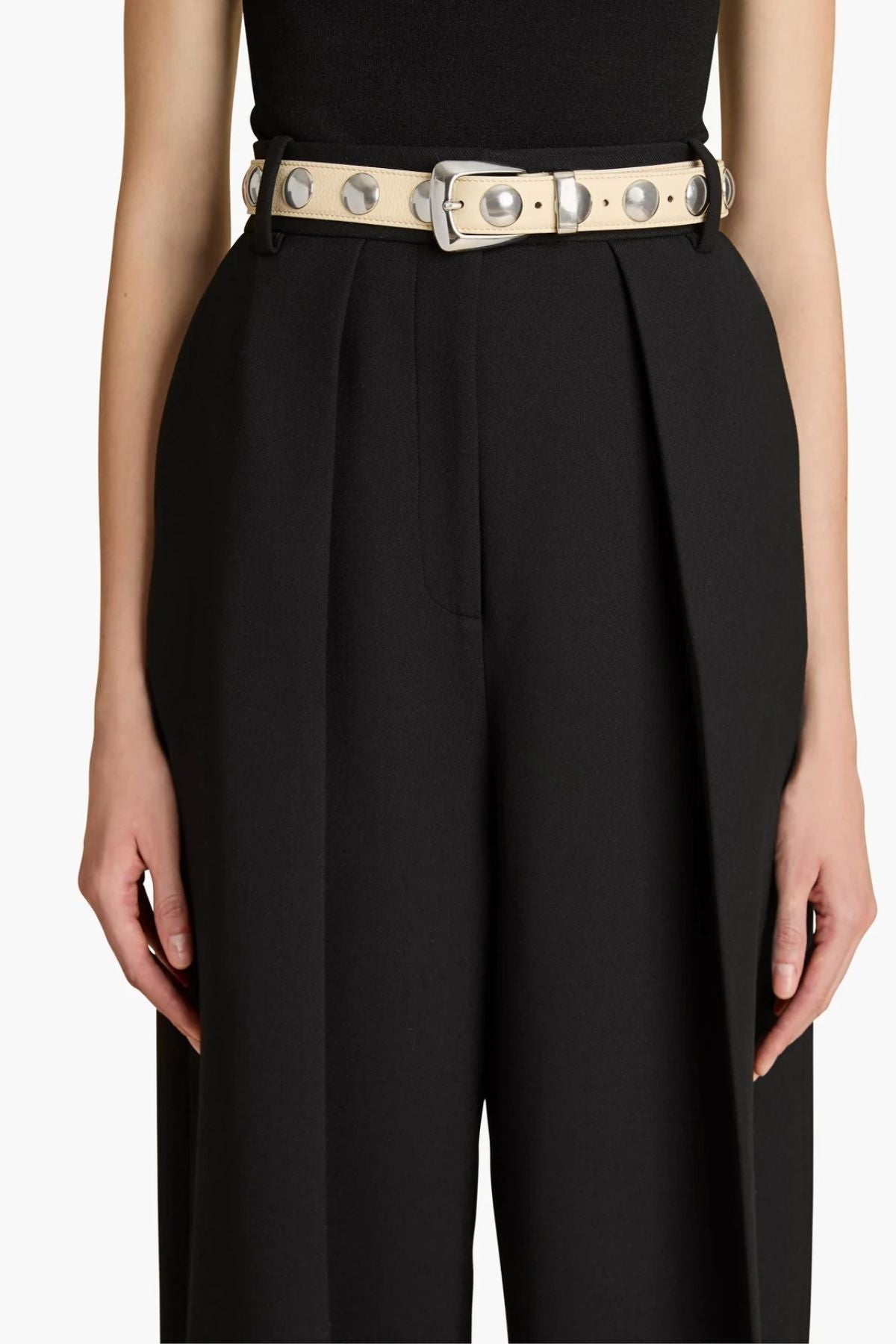 KHAITE Benny Belt with Studs - Dark Ivory/ Silver – GRACE