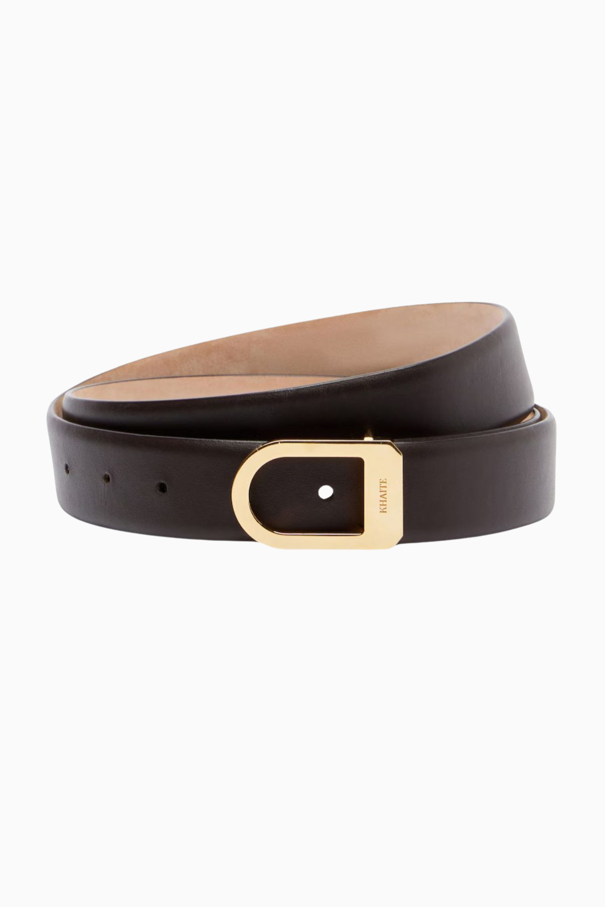 KHAITE Saddle Belt Gold - Dark Brown