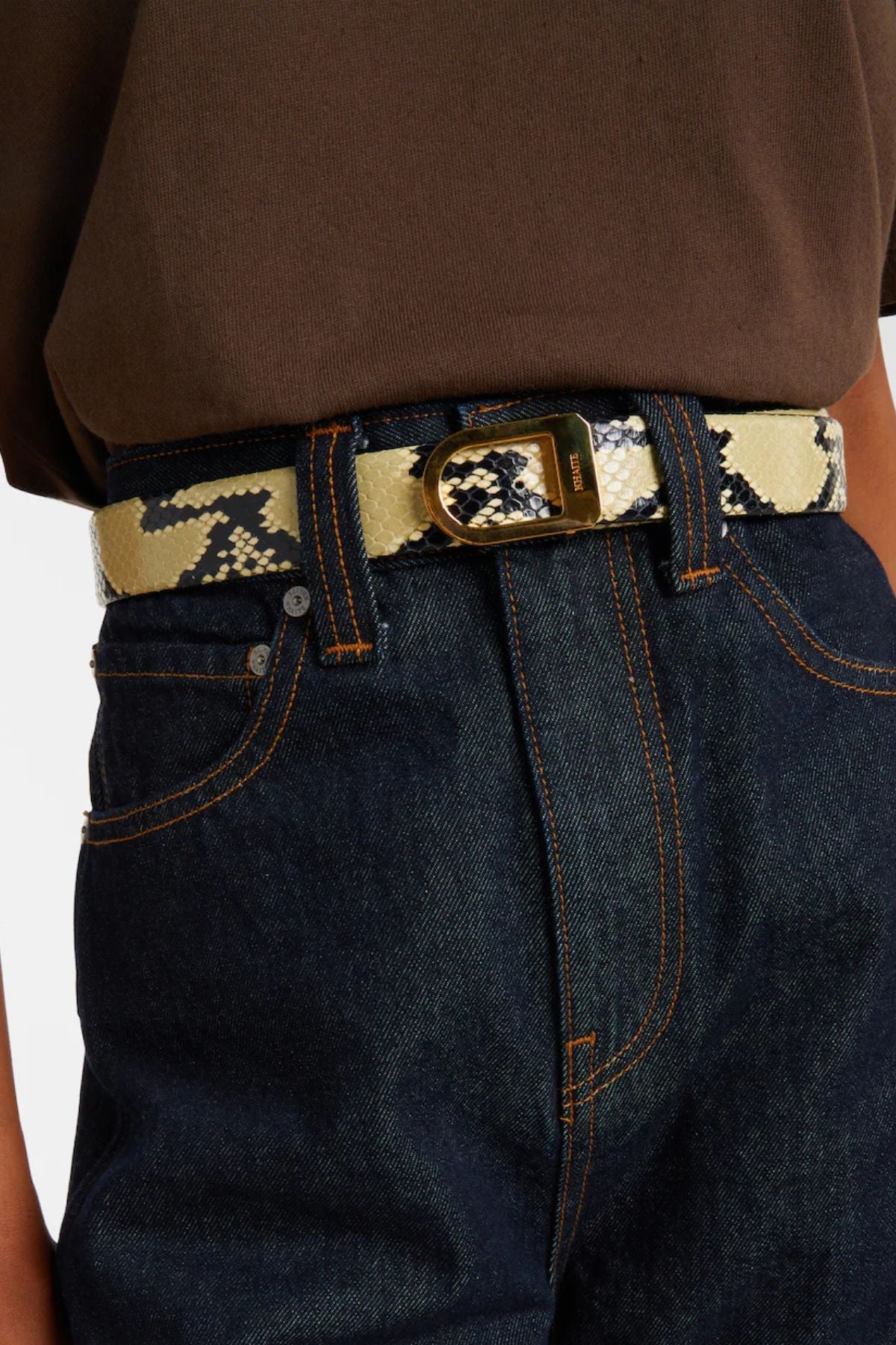 KHAITE Saddle Belt Gold - Natural