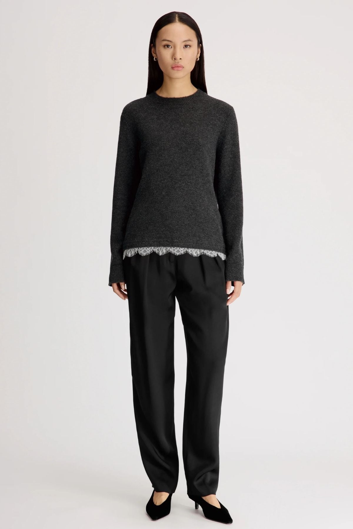 Loulou de Saison Arvo Sweater - Charcoal/ Ivory