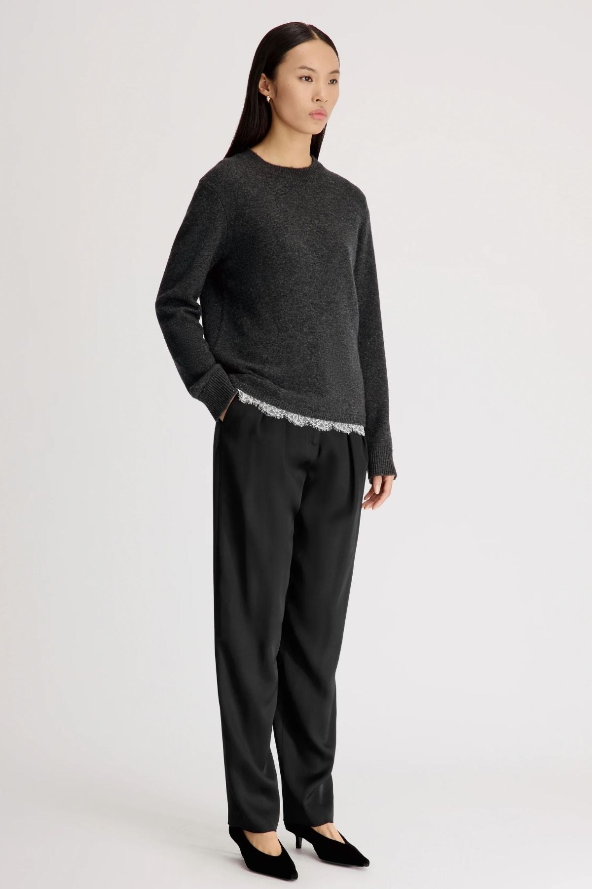 Loulou de Saison Arvo Sweater - Charcoal/ Ivory