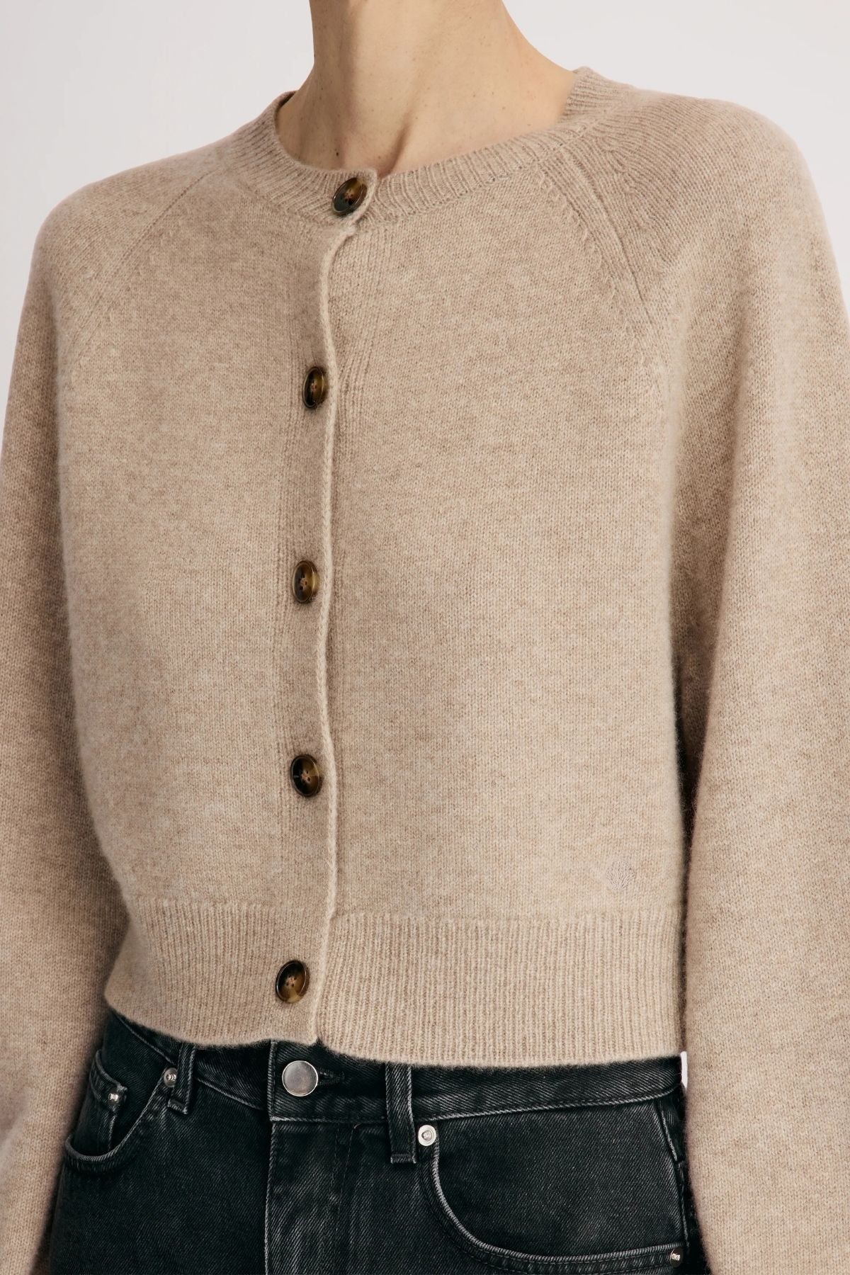 LOULOU DE SAISON Heike Cropped Cardigan - Coast Beige