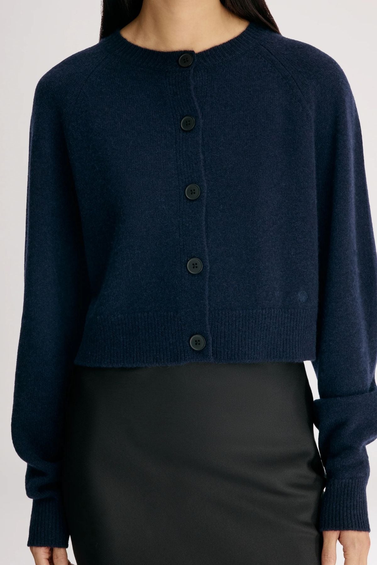 LOULOU DE SAISON Heike Cropped Cardigan - Navy