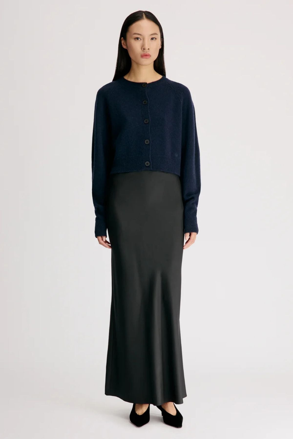 LOULOU DE SAISON Heike Cropped Cardigan - Navy