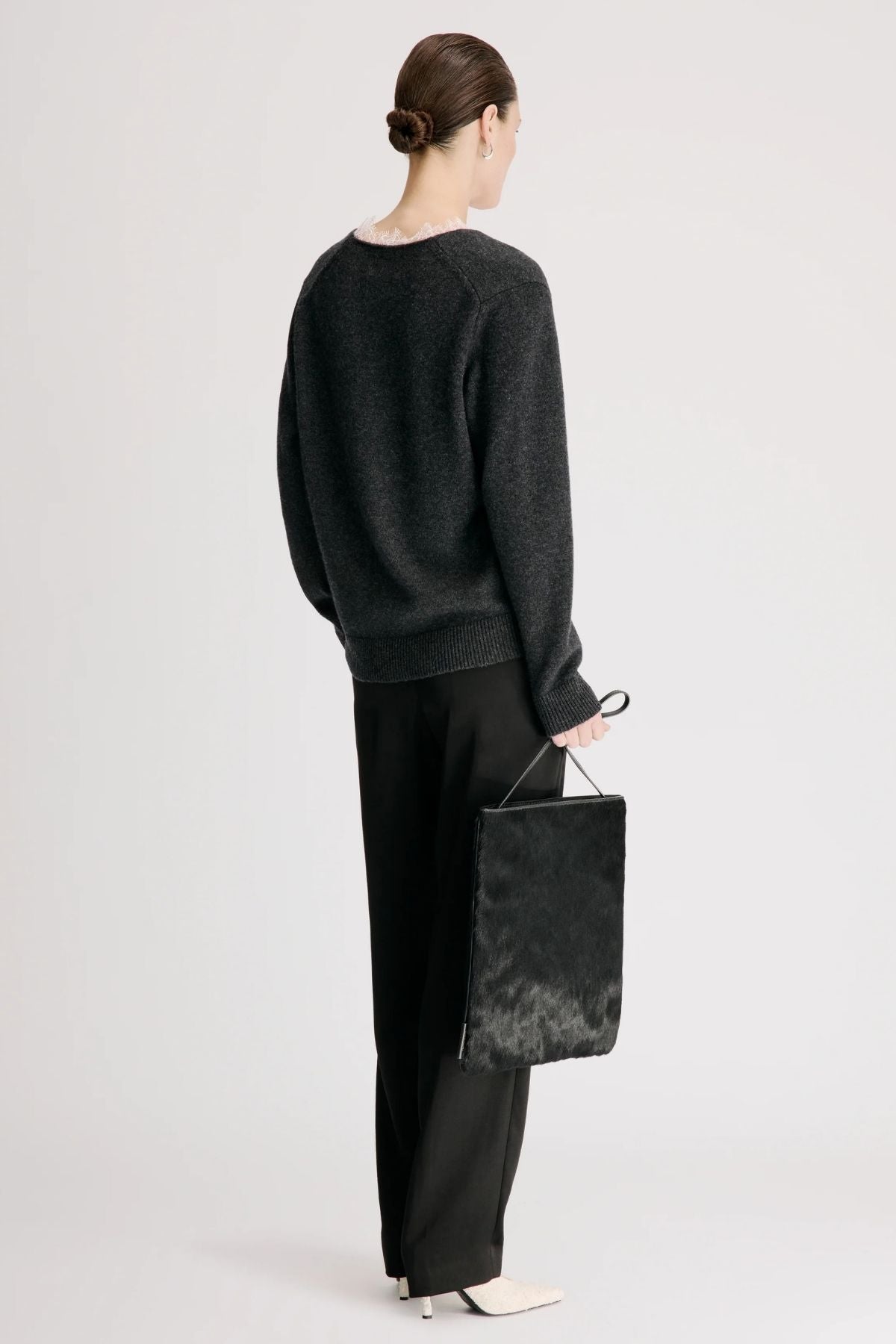 Loulou de Saison Leyla Sweater - Charcoal/ Ivory
