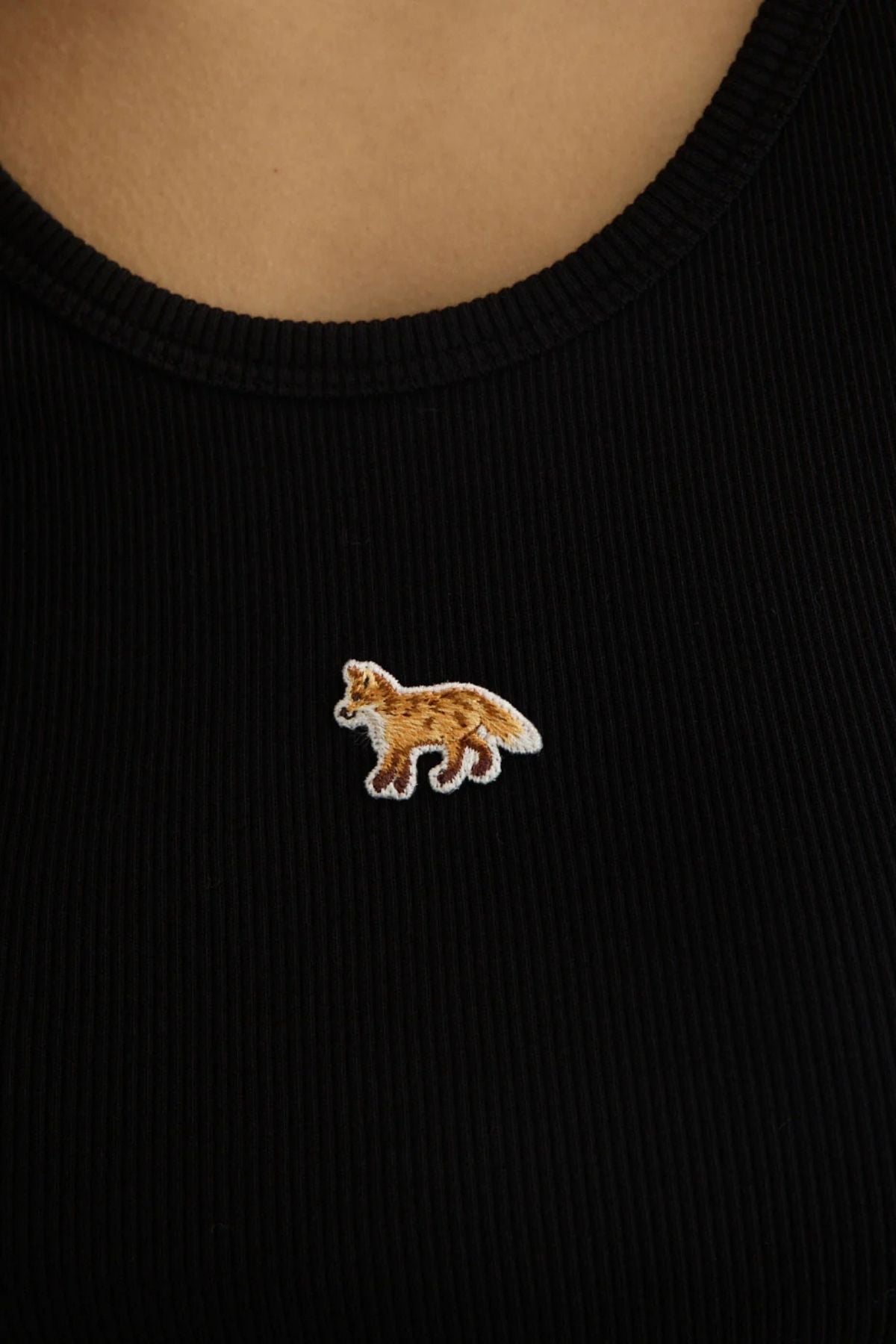Maison Kitsuné Baby Fox Ribbed Tank - Black
