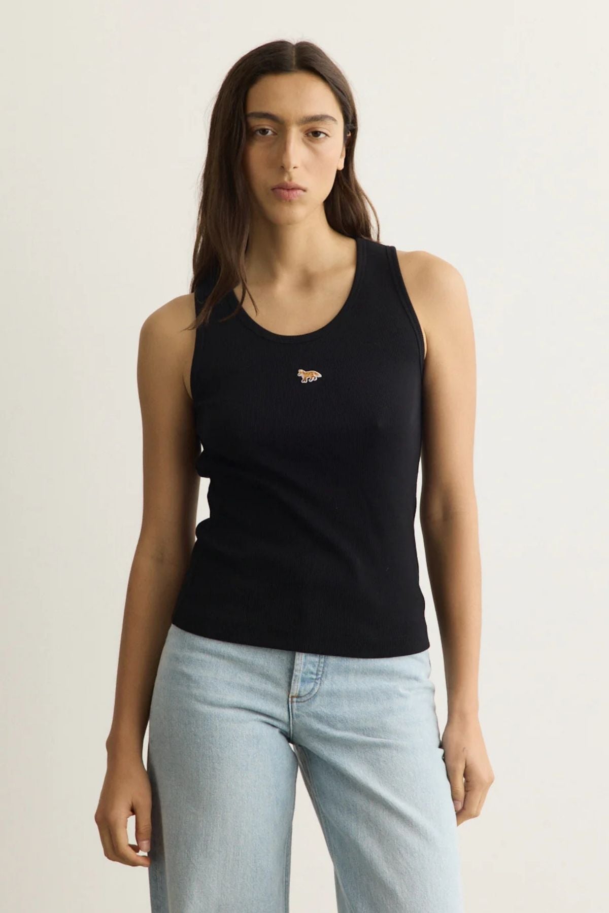 Maison Kitsuné Baby Fox Ribbed Tank - Black