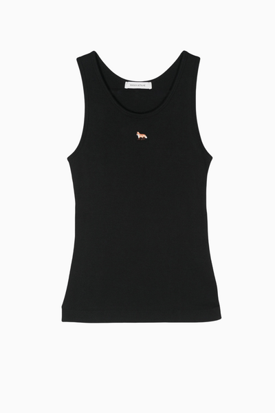 【値下げ】BABY FOX RIBBED TANK TOP Maison Kitsuné: White Baby Fox Ribbed Tank Top | SSENSE United Kingdom