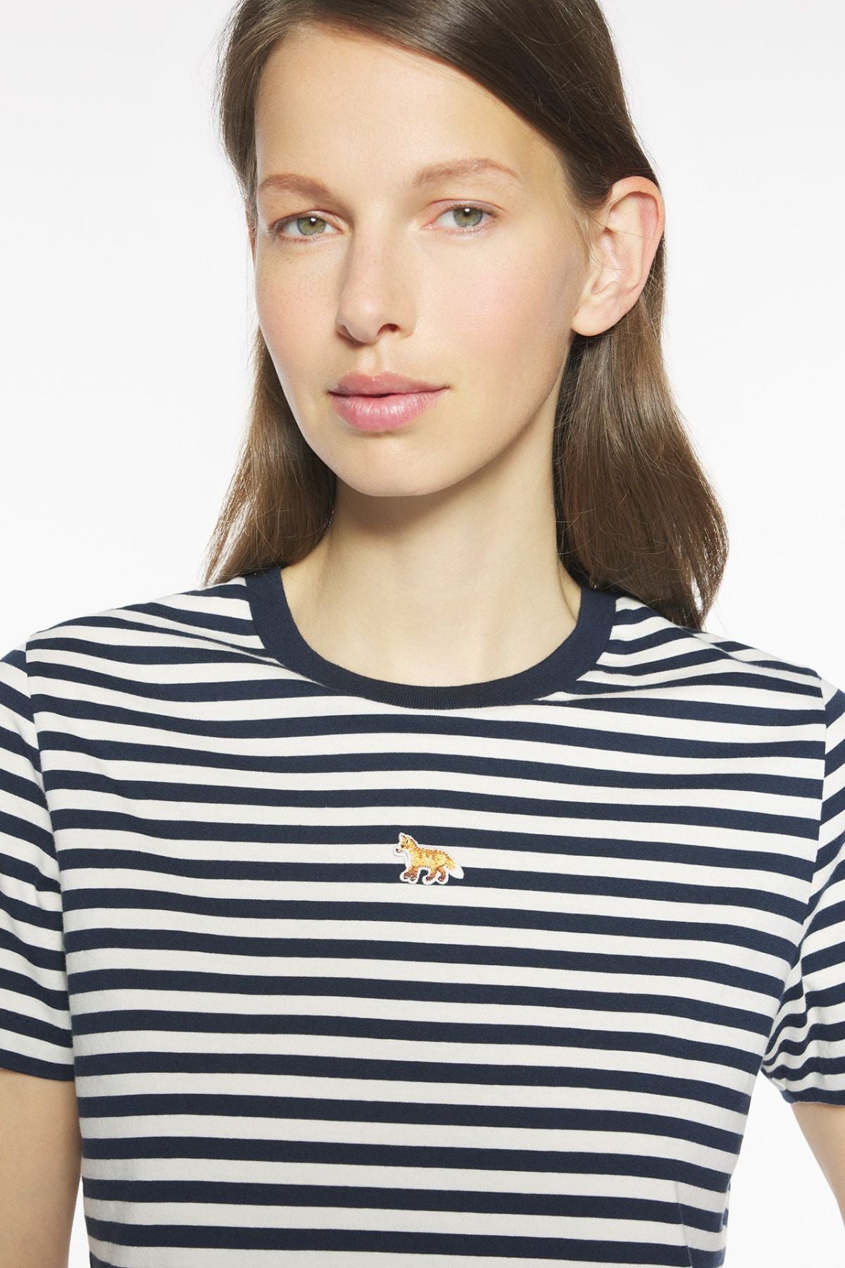 Maison Kitsuné Baby Fox Striped Baby Tee - Dark Navy/ Parchment
