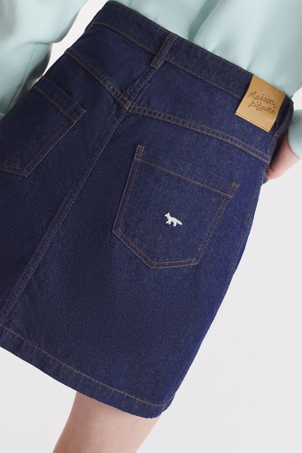 Maison Kitsuné Buttoned Denim Mini Skirt - Indigo – GRACE