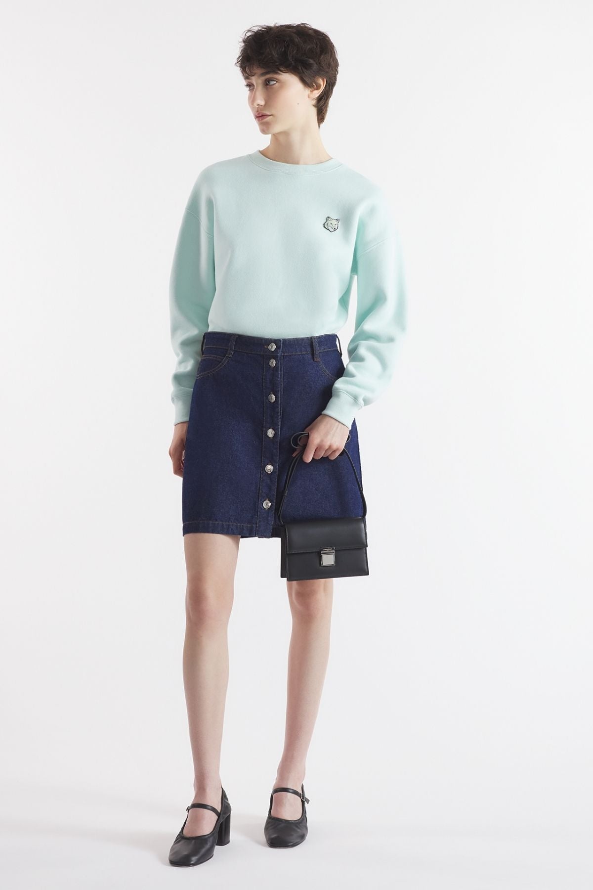 【送料&関税込】Maison KitsunAC Buttoned Denim Mini Skirt Maison Kitsuné - Denim mini skirt Denim - The Corner
