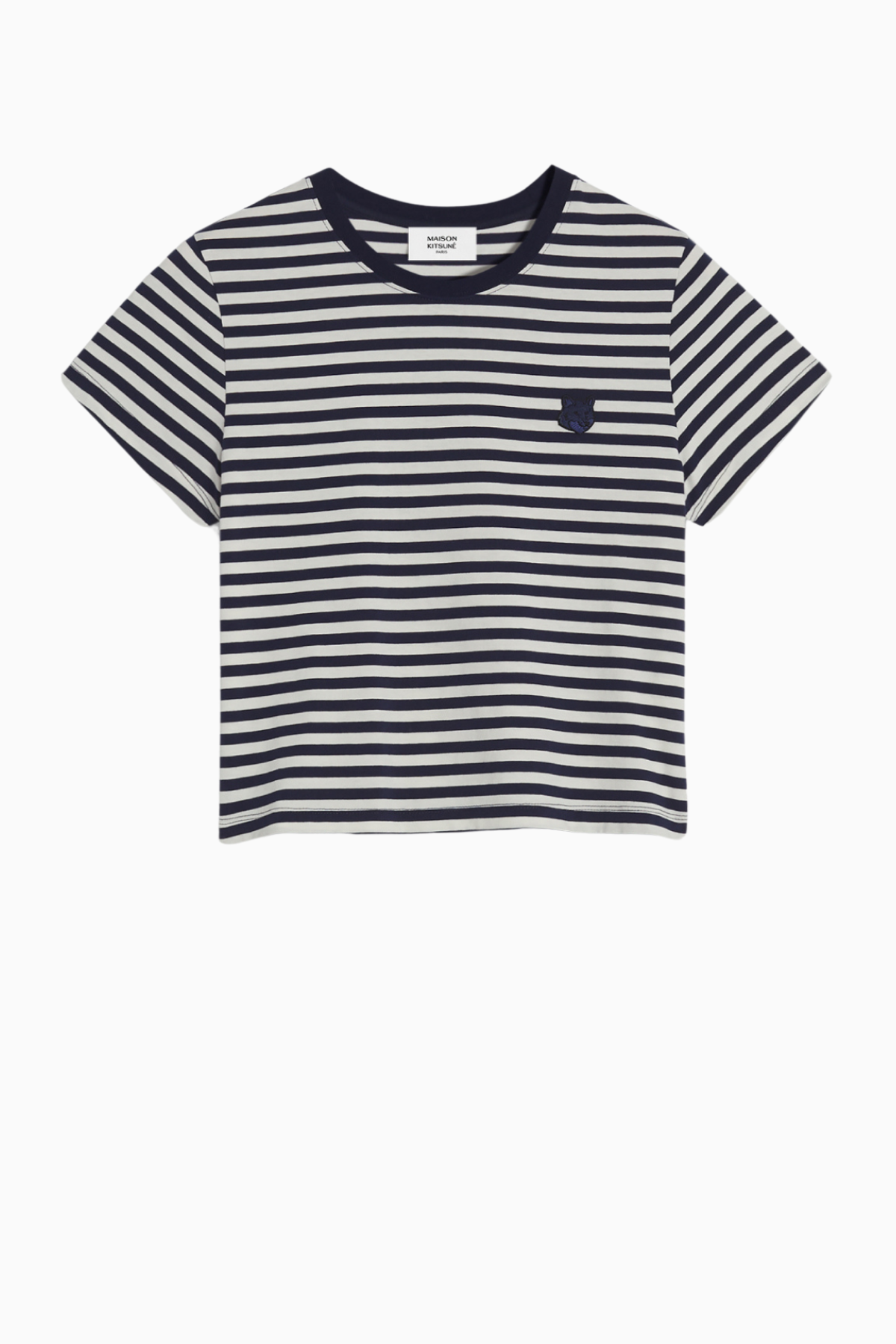 Maison Kitsuné Fox Head Striped Baby Tee - Navy/ Milk