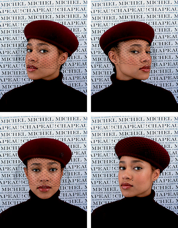 Maison Michel New Bonnie Veil Felt - Burgundy