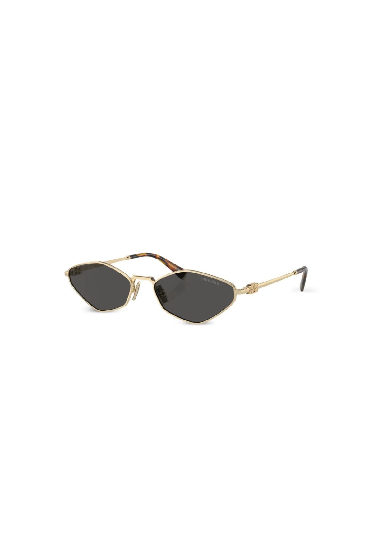 Miu Miu Geometric Wire Framed Sunglasses - Gold/ Dark Grey