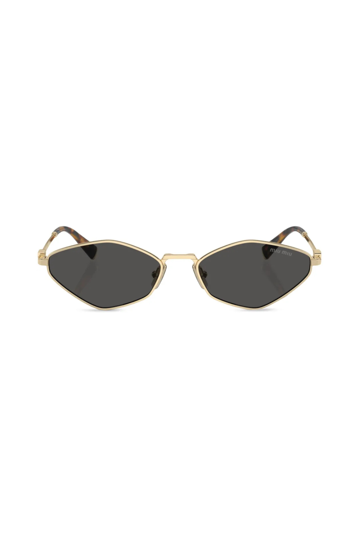 Miu Miu Geometric Wire Framed Sunglasses - Gold/ Dark Grey
