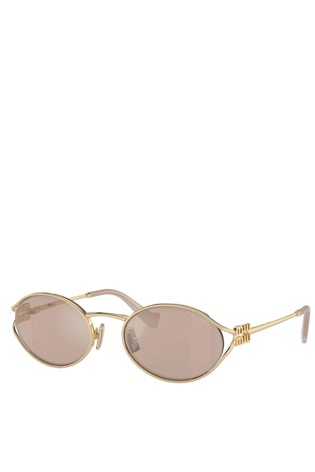 Miu Miu Oval Wire Framed Sunglasses - Pale Gold/ Pink