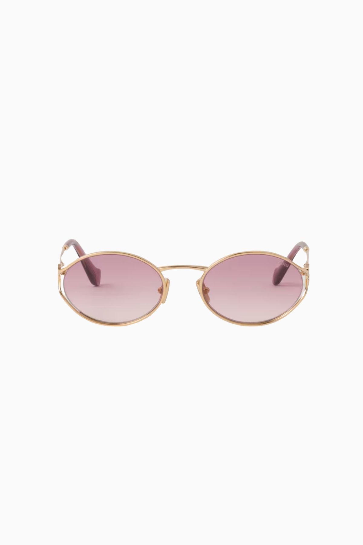 Miu Miu Oval Wire Framed Sunglasses - Pale Gold/ Pink