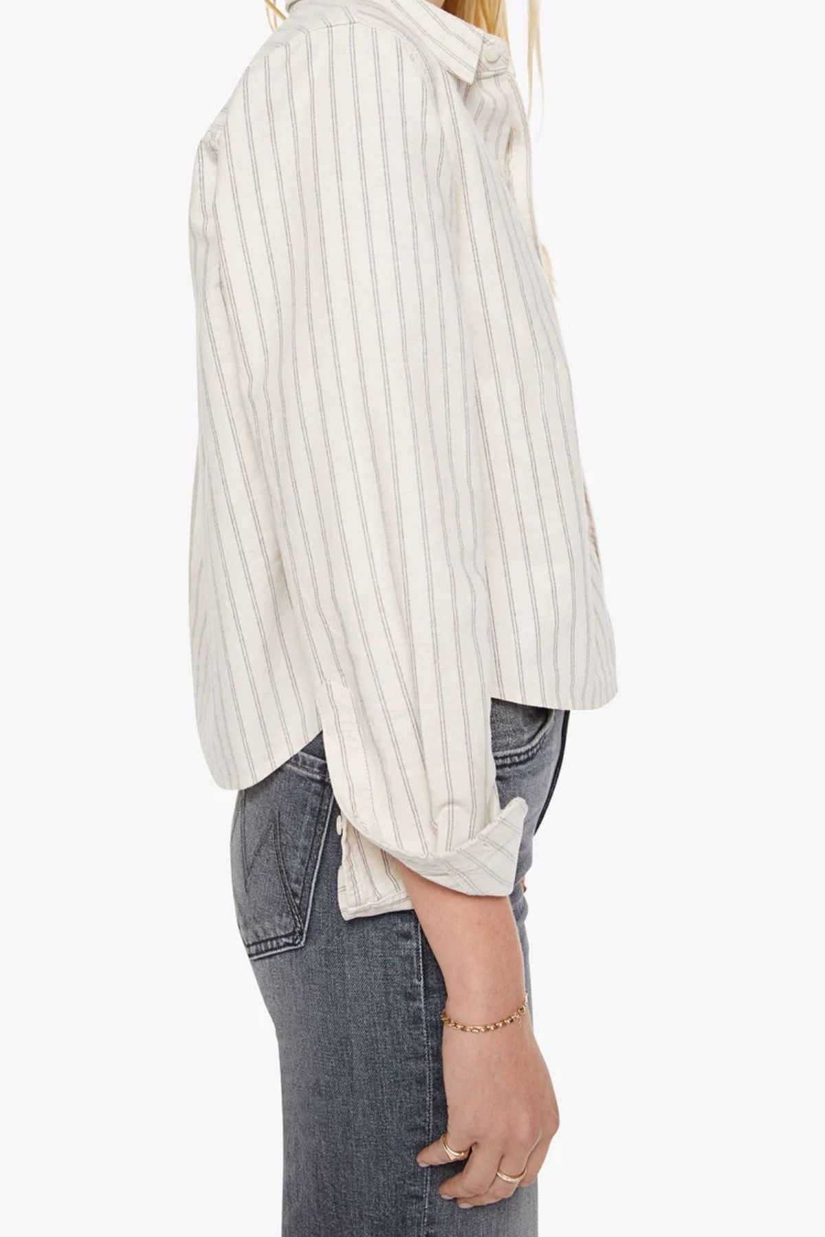 Mother The Cropped Bestie - Cream and Black Stripe