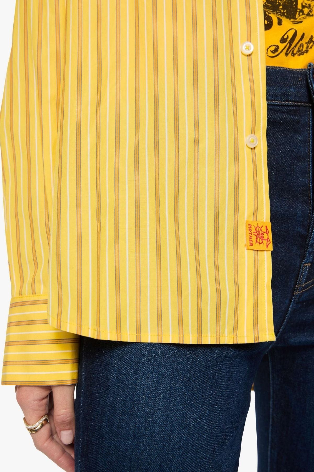Mother The Roomie Frenchie  - Poplin Yellow Stripe