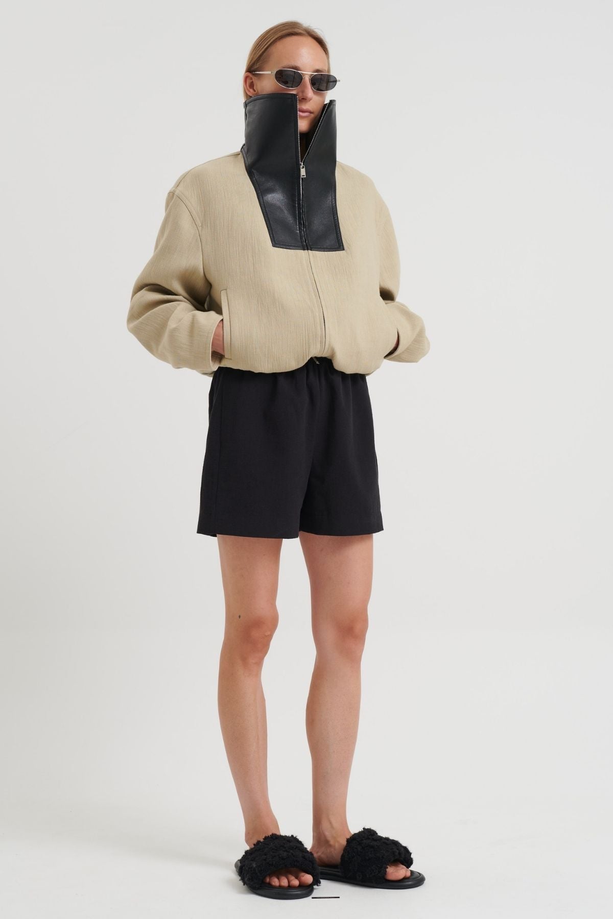 Nanushka Alonza Jacket - Stone/ Black