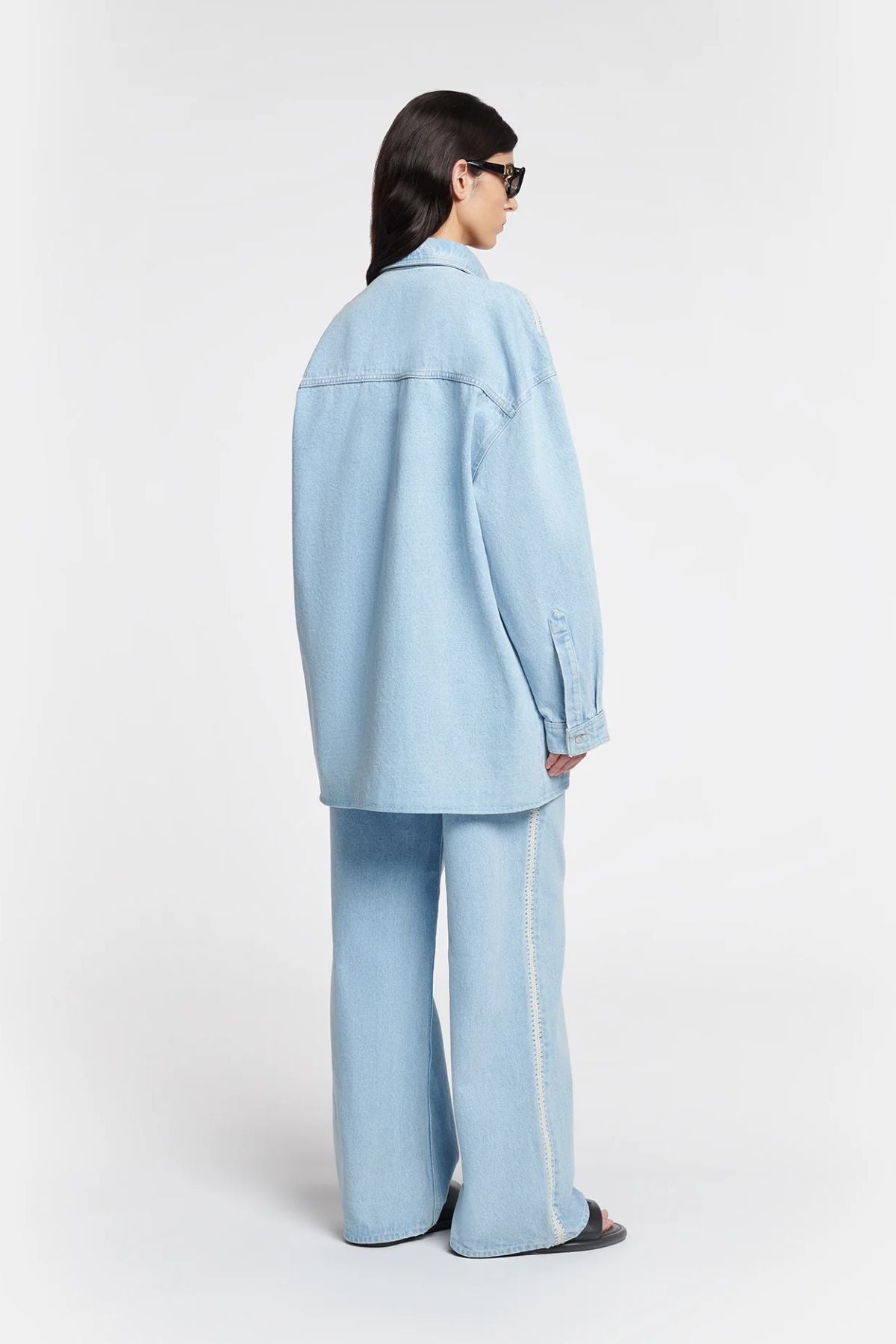 Nanushka Beaux Denim Shirt Jacket - Eco Bleach Cream – GRACE Melbourne