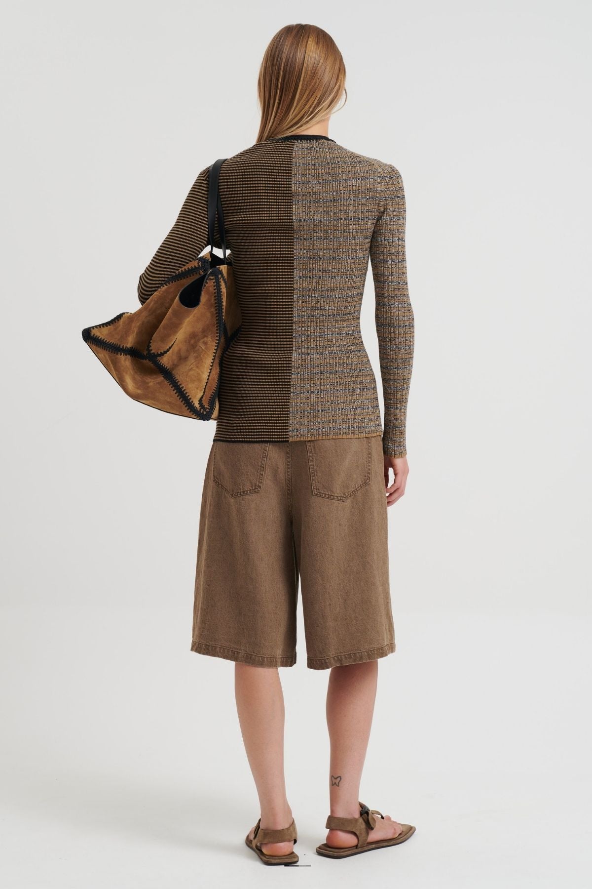Nanushka Eluney Striped Mixed Cardigan - Curry Stripe/ Space