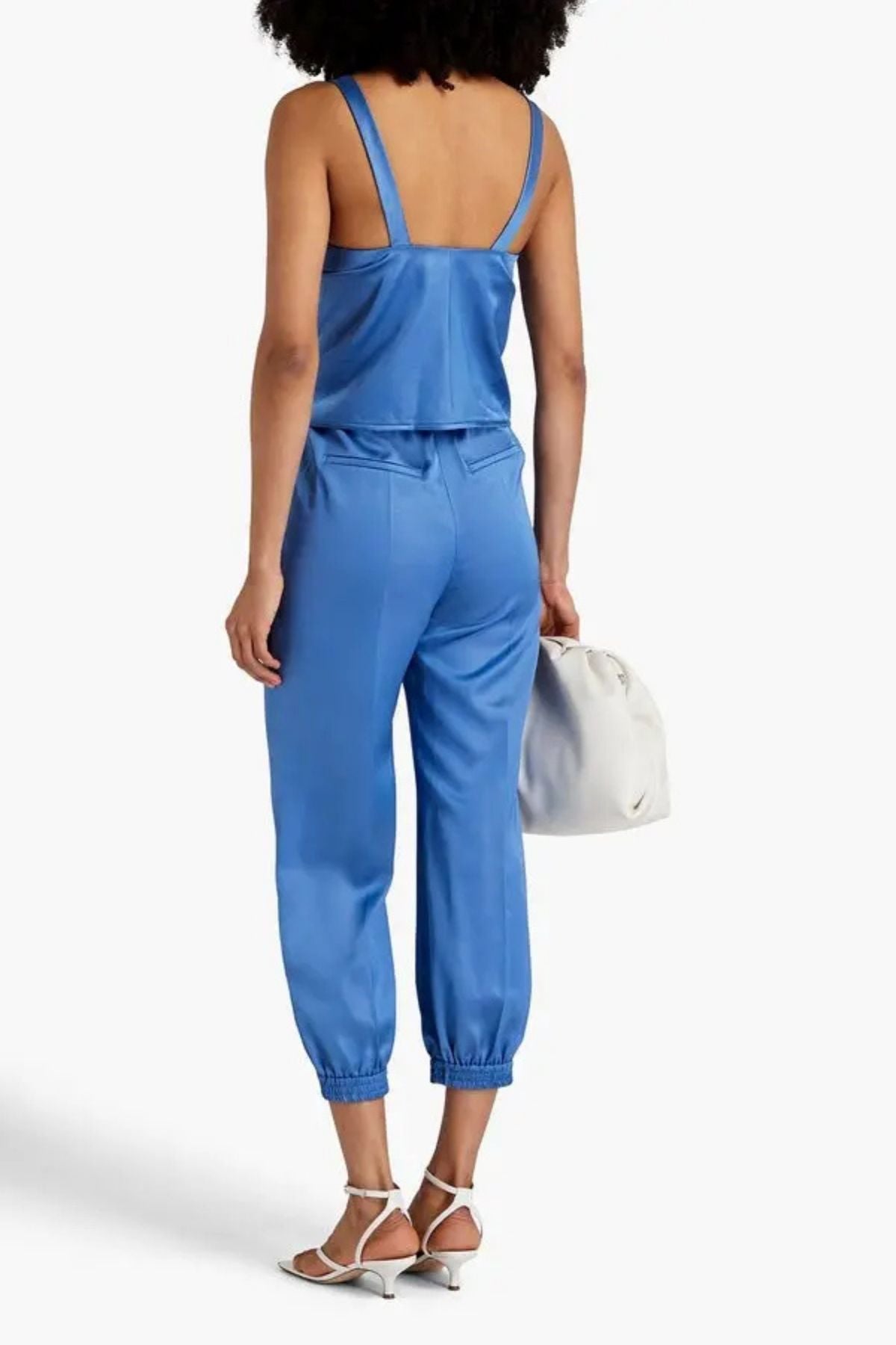Nanushka Klara Ruched Front Satin Top - Blue