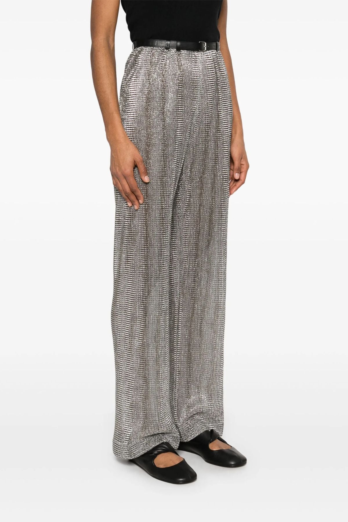 Nanushka Maglie Silver Pants - Silver/  Black