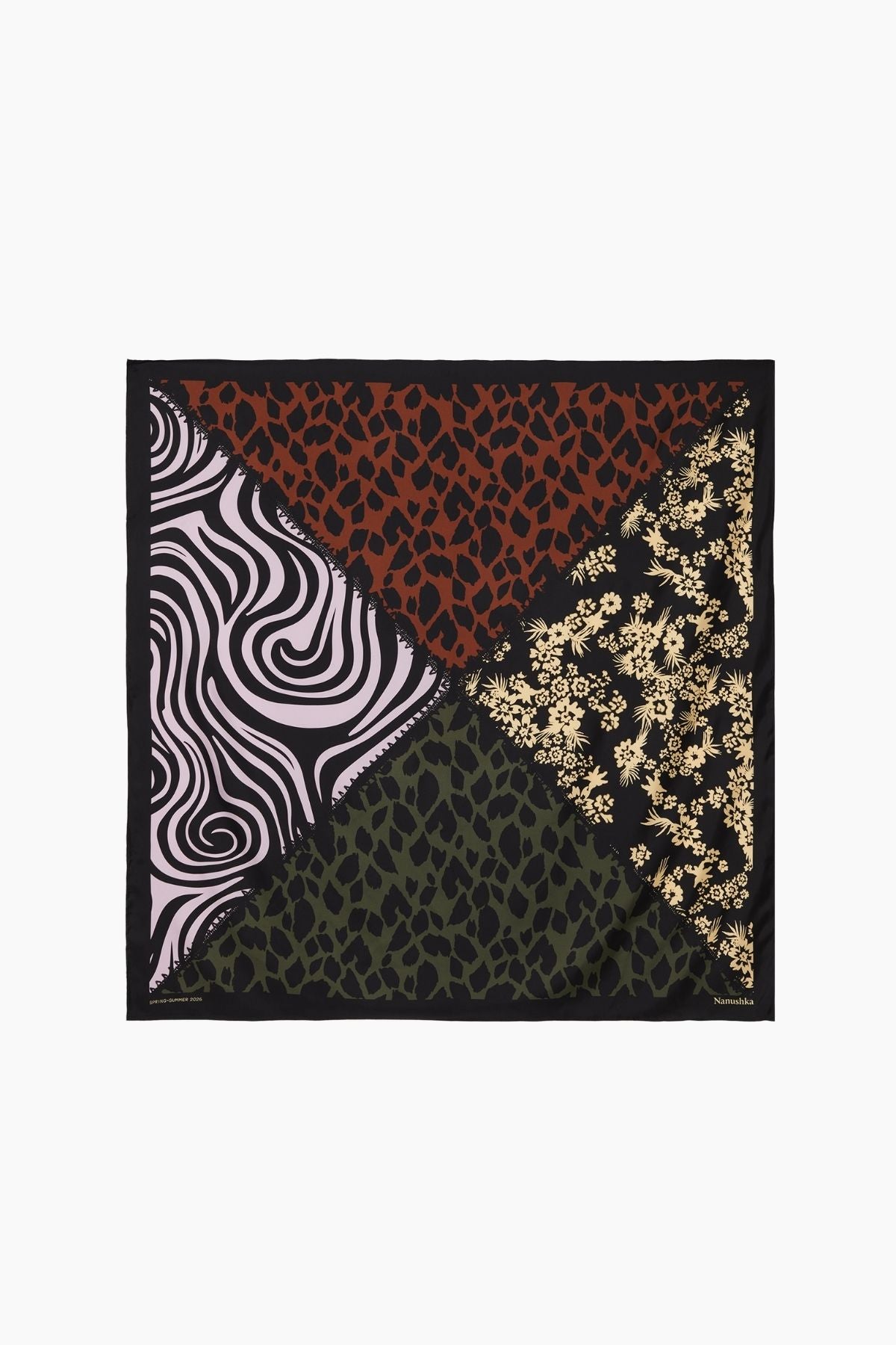 Nanushka Miani Silk Patchwork Printed Scarf - Origami