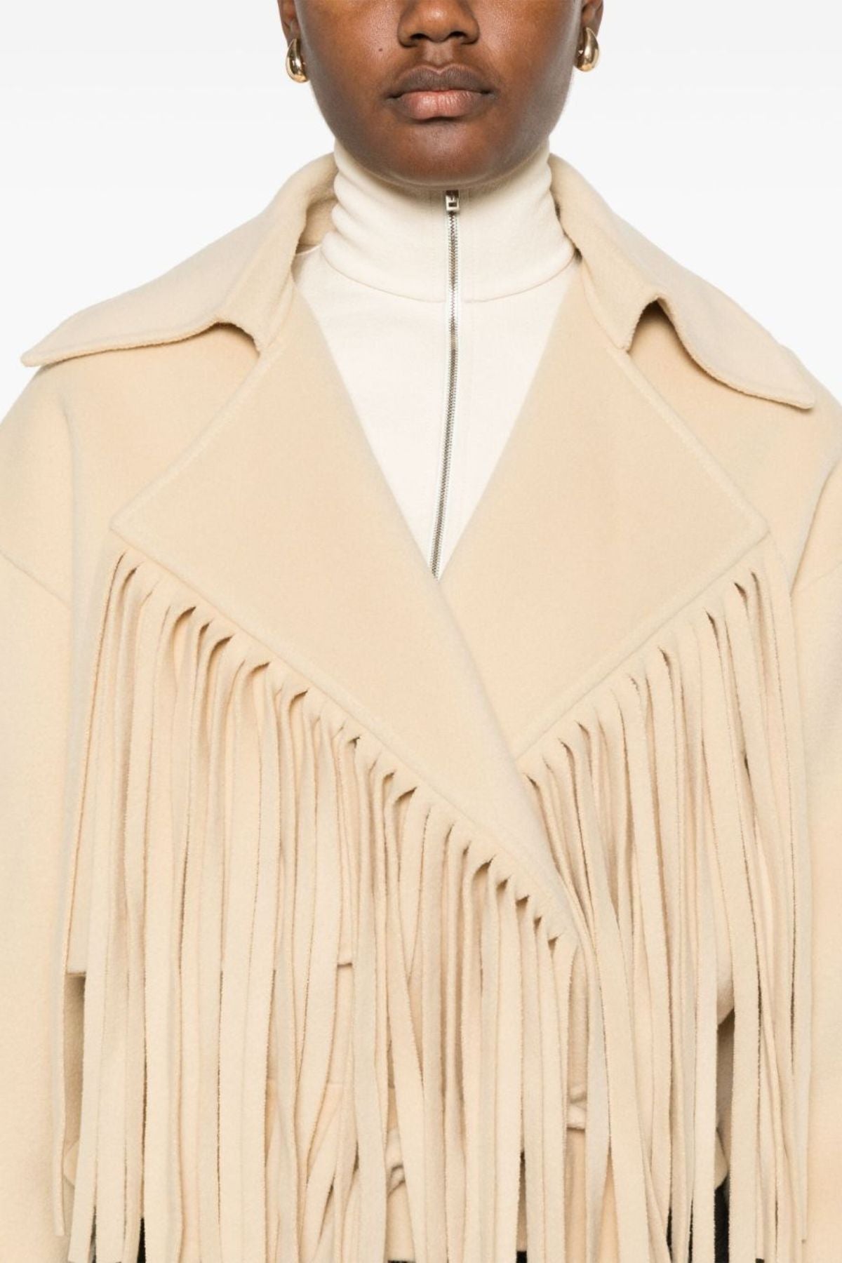 Nanushka Ticia Short Fringed Wool Silk Jacket - Creme – GRACE 
