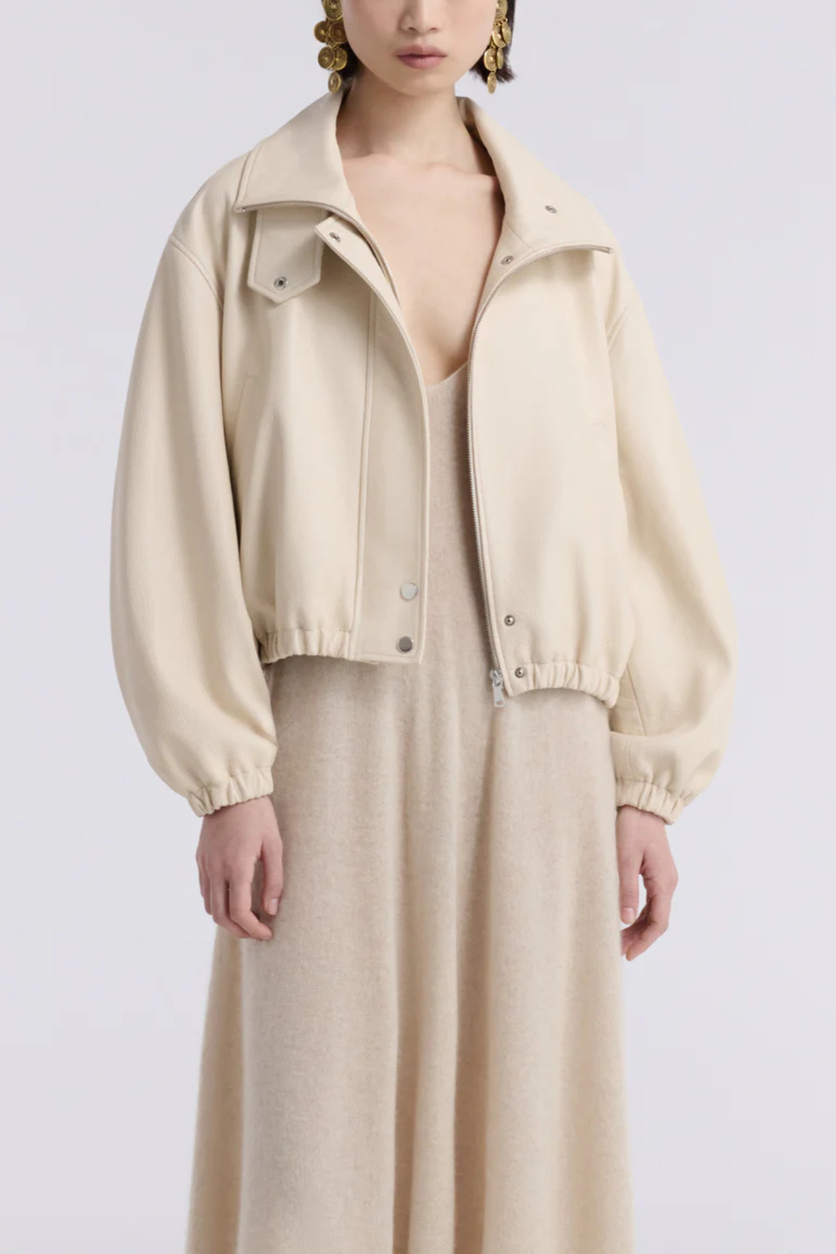 Nour Hammour Pia Bomber Jacket - Ivory