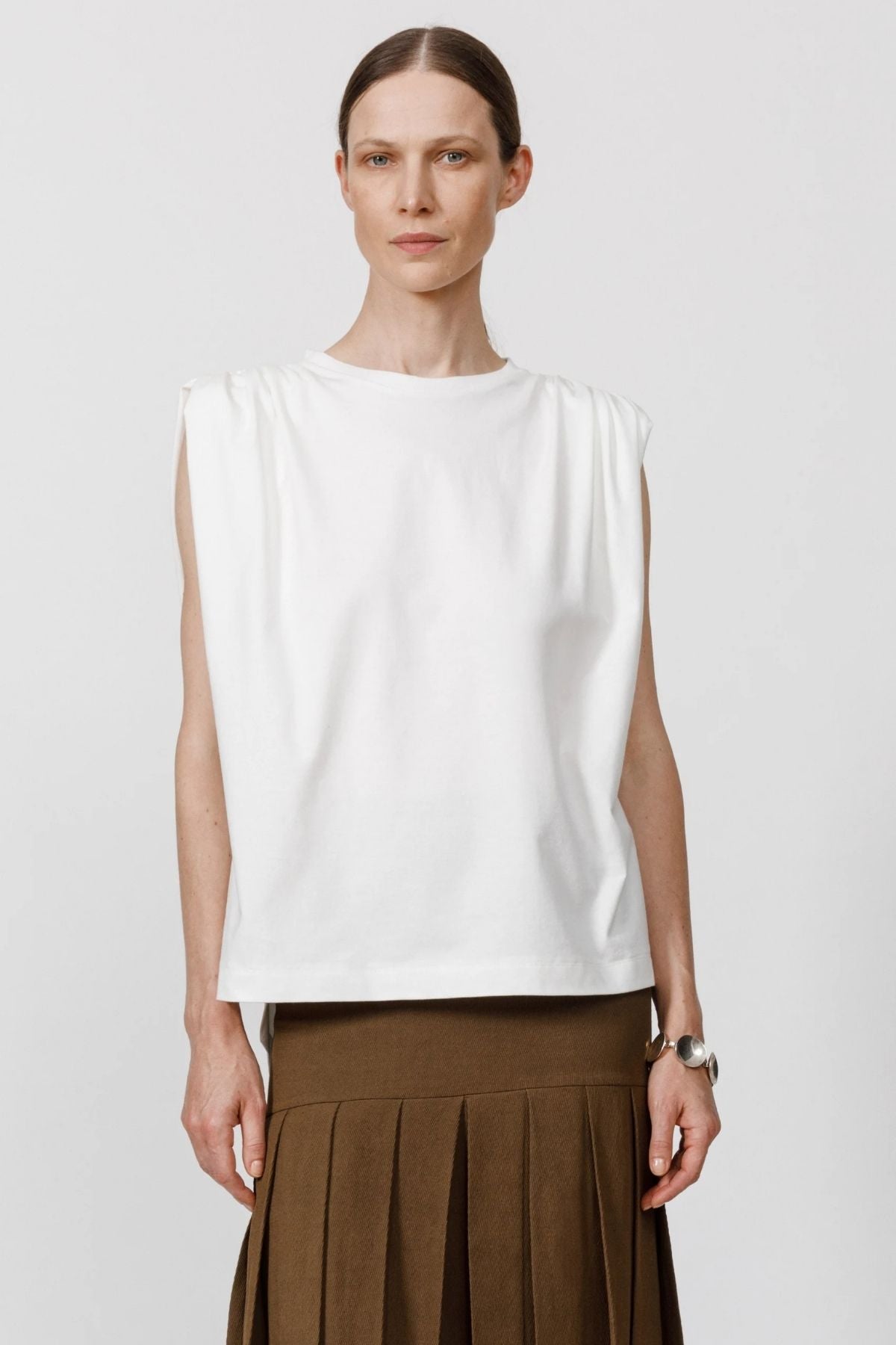 Petar Petrov Plain Mode Sleeveless T-Shirt - White