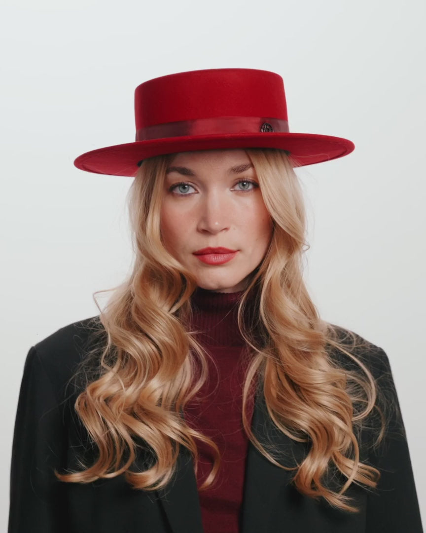 Maison Michel Kiki Wet Ribbon On Felt - Lipstick Red