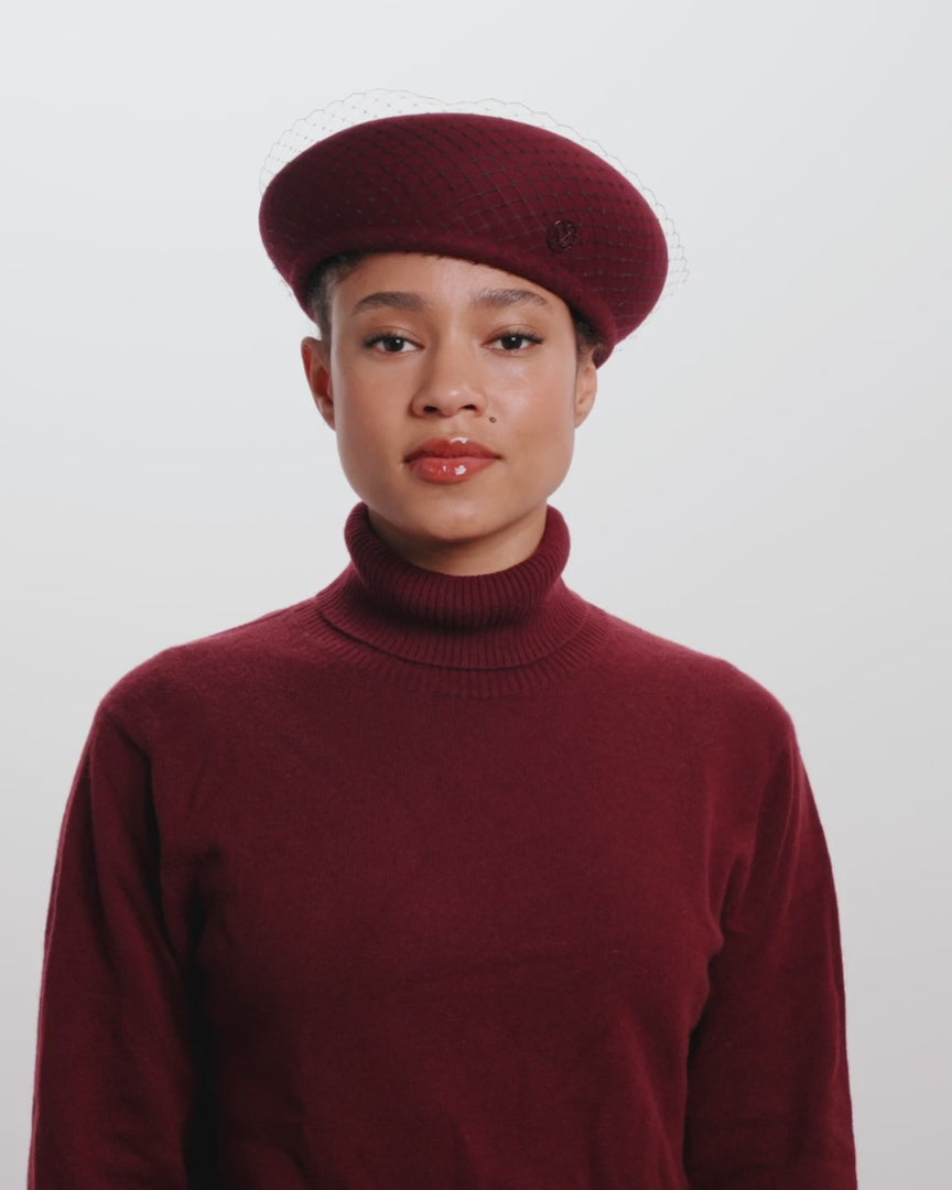 Maison Michel New Bonnie Veil Felt - Burgundy