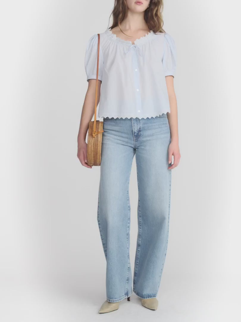 FRAME Denim The Serene Top - Powder Blue Multi