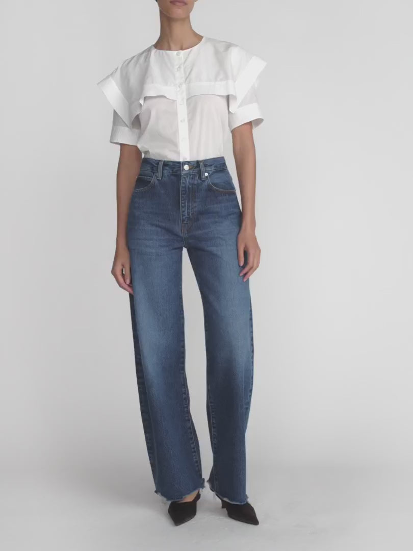 FRAME Denim The Sleek Cape Shirt - White