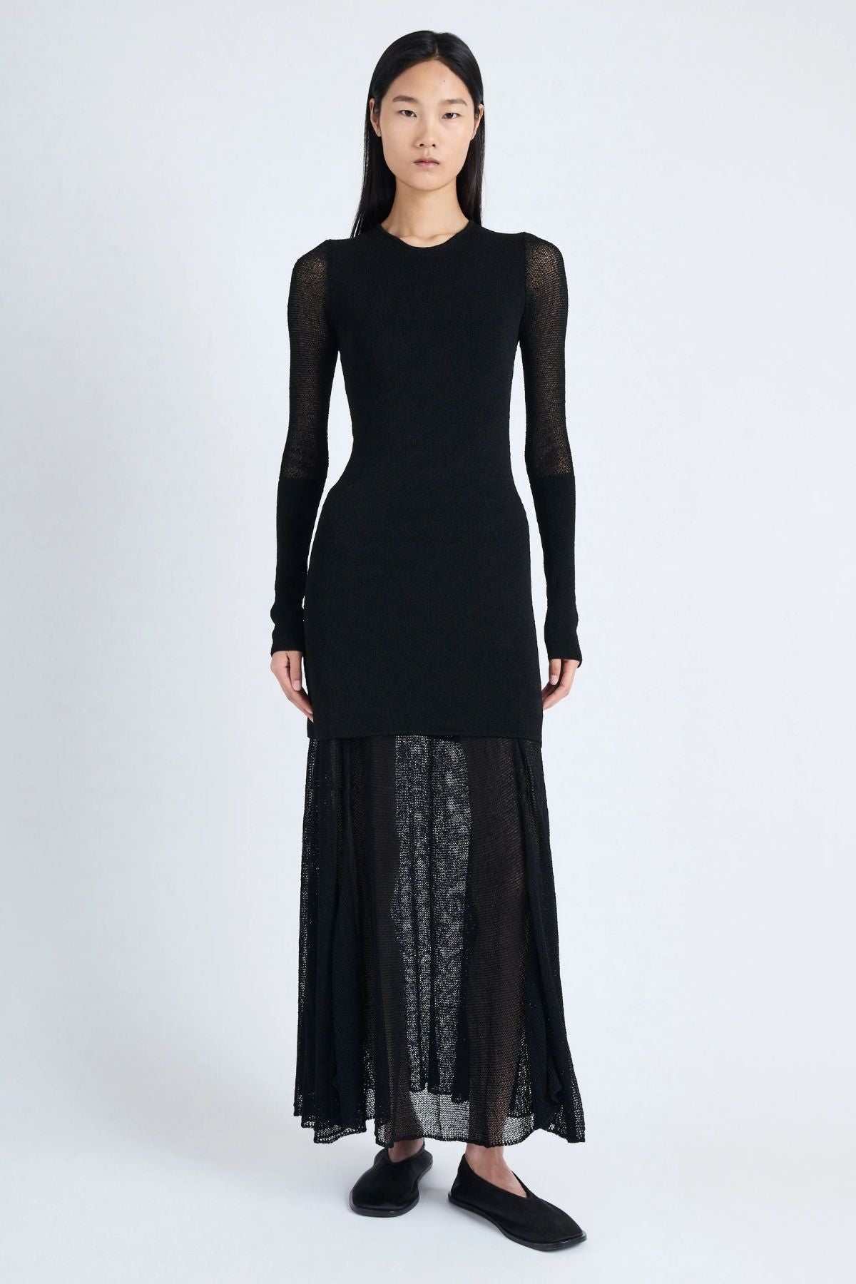 proenza schouler black dress Nelson Dress in Crinkled Flou