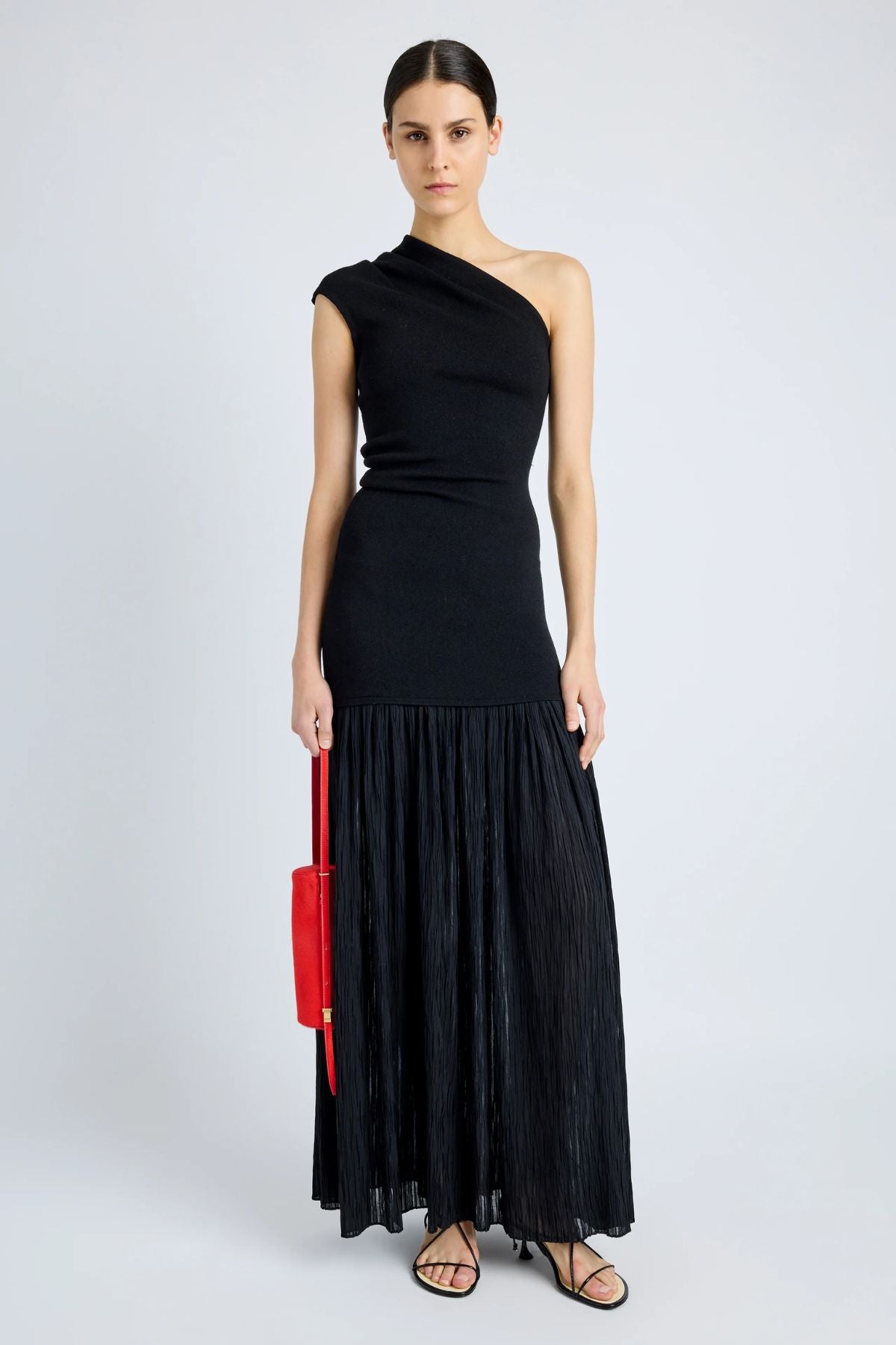 Balmain Babydoll Cowl Neck Glitter Dress - Navy/ Silver