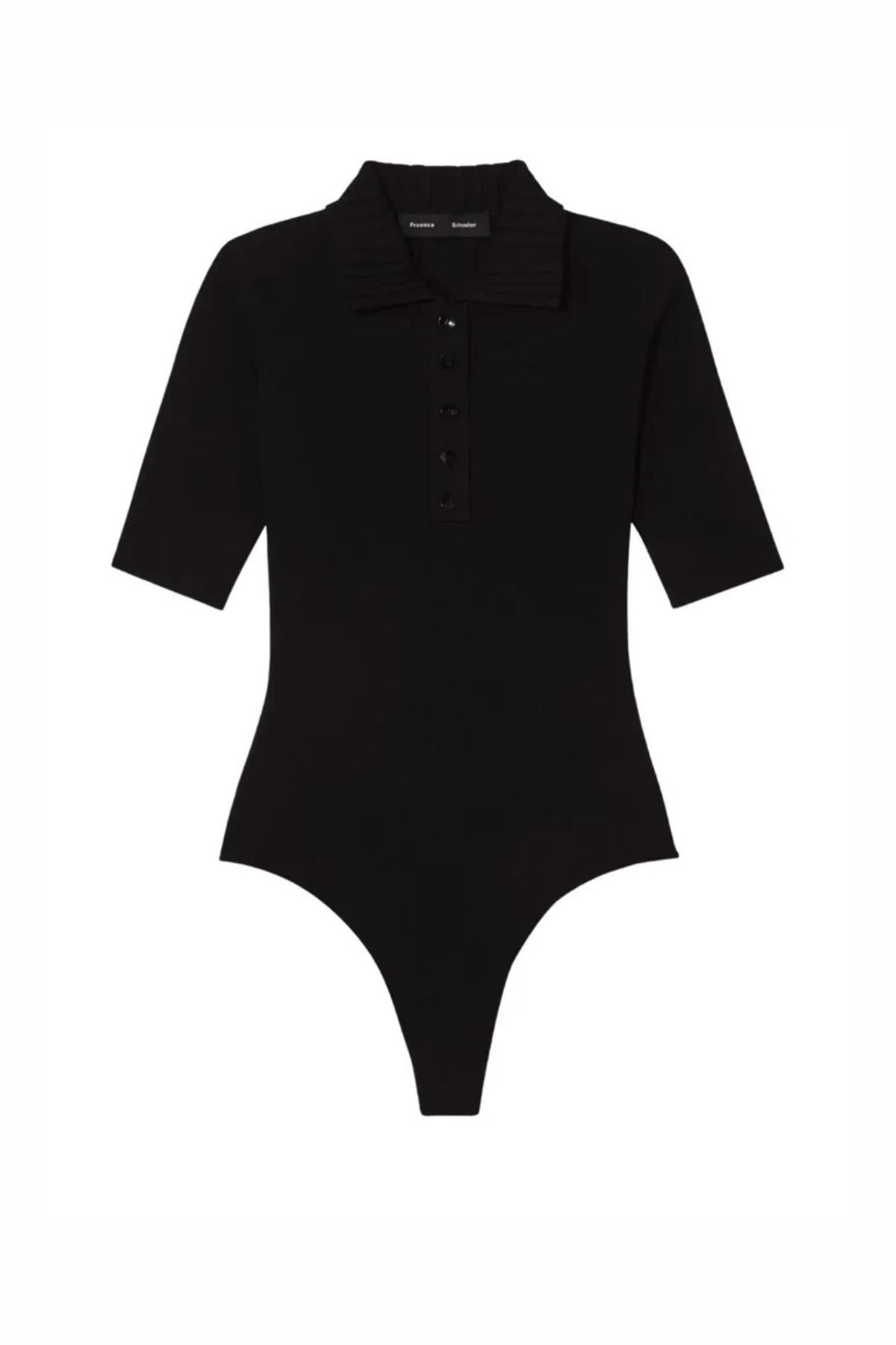 Proenza Schouler Silk Viscose Polo Bodysuit - Black