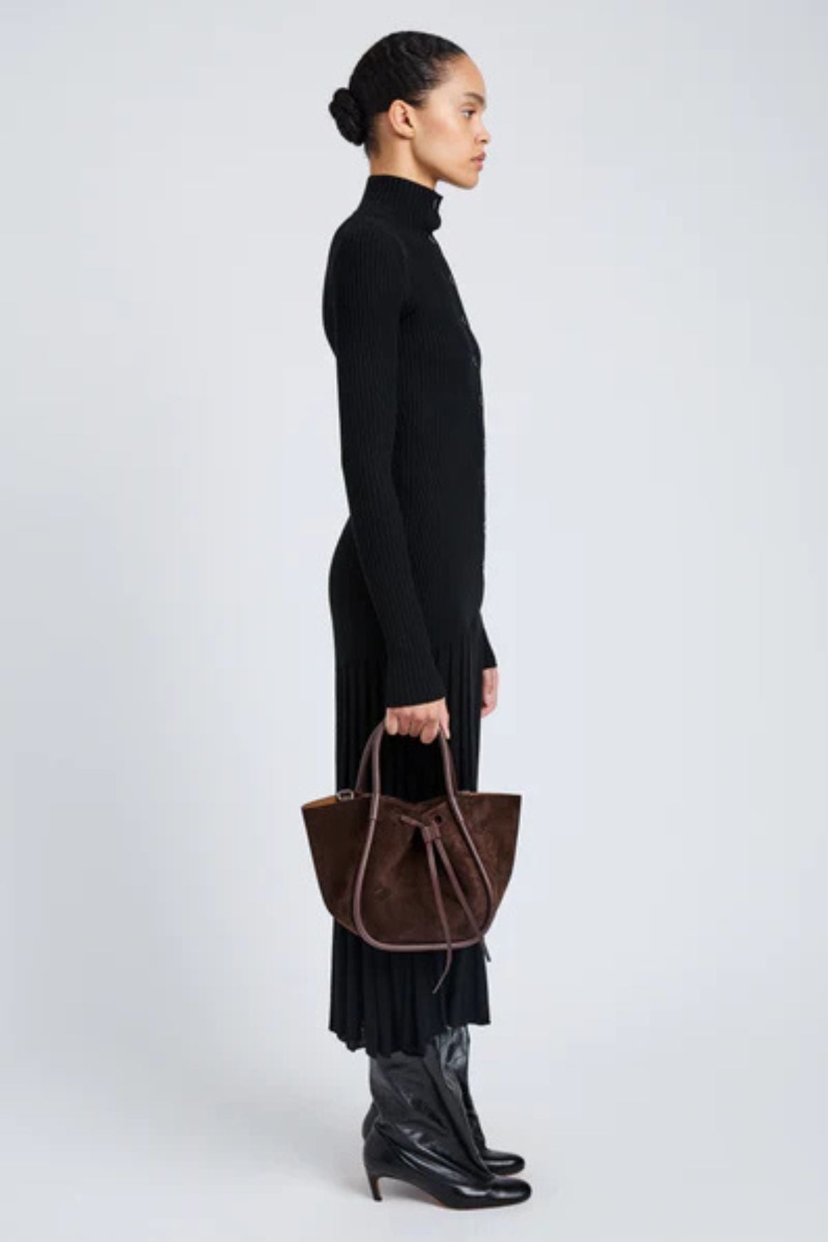 Proenza Schouler Small Ruched Tote Soft Suede - Chocolate