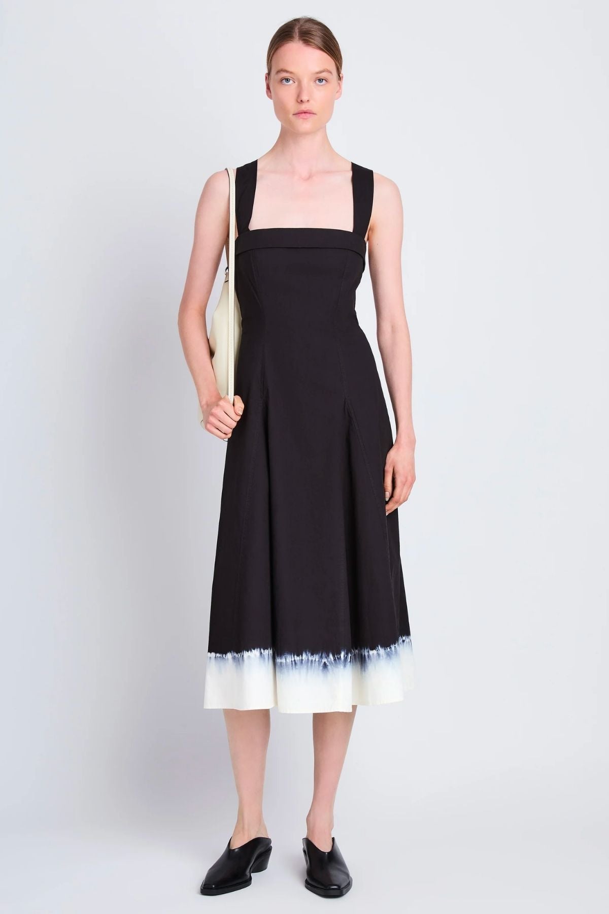 Proenza Schouler White Label Edie Dip Dye Cotton Dress - Black/ White