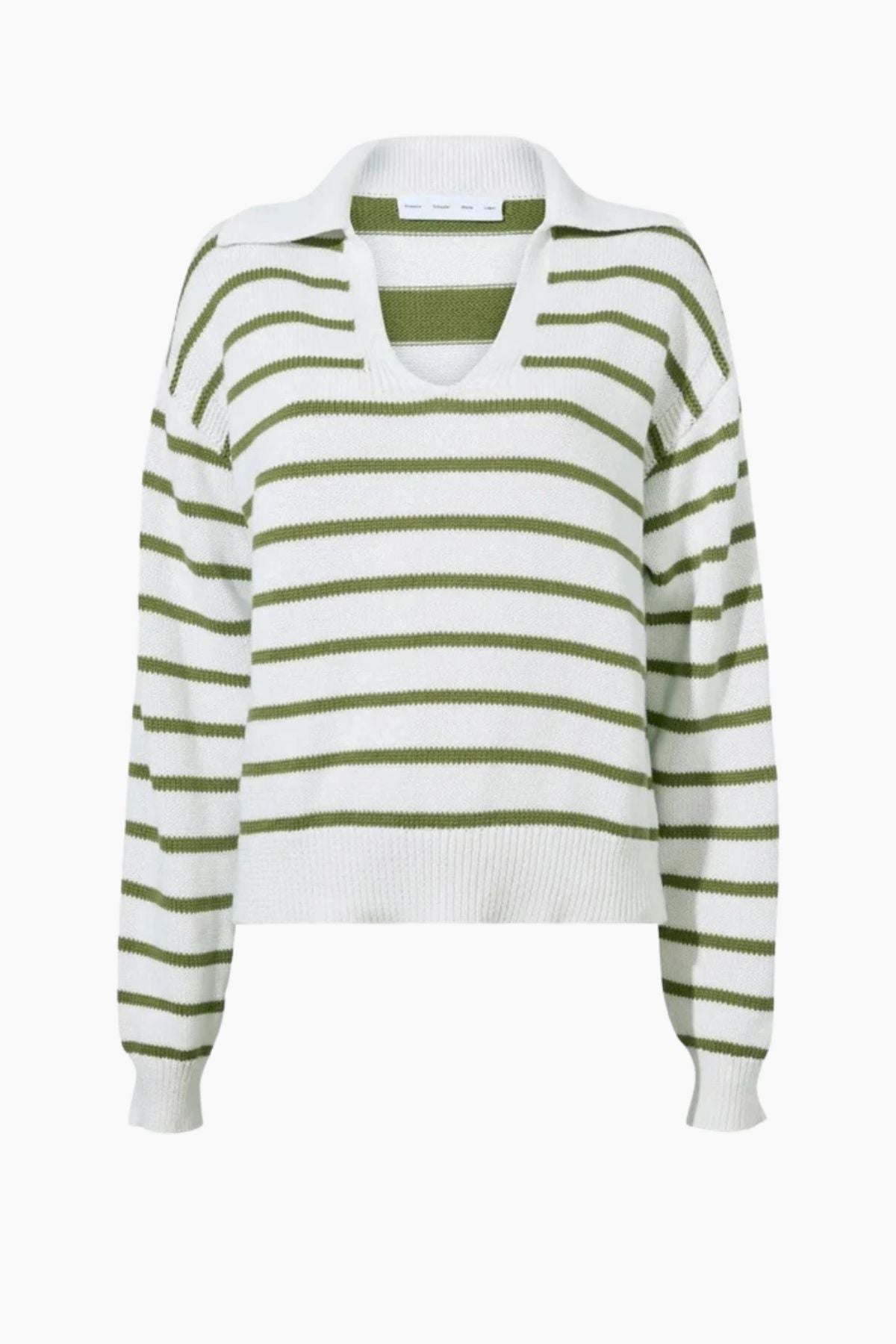 Proenza Schouler White Label Stripe Murphy Knit Sweater - Chalk/ Willow