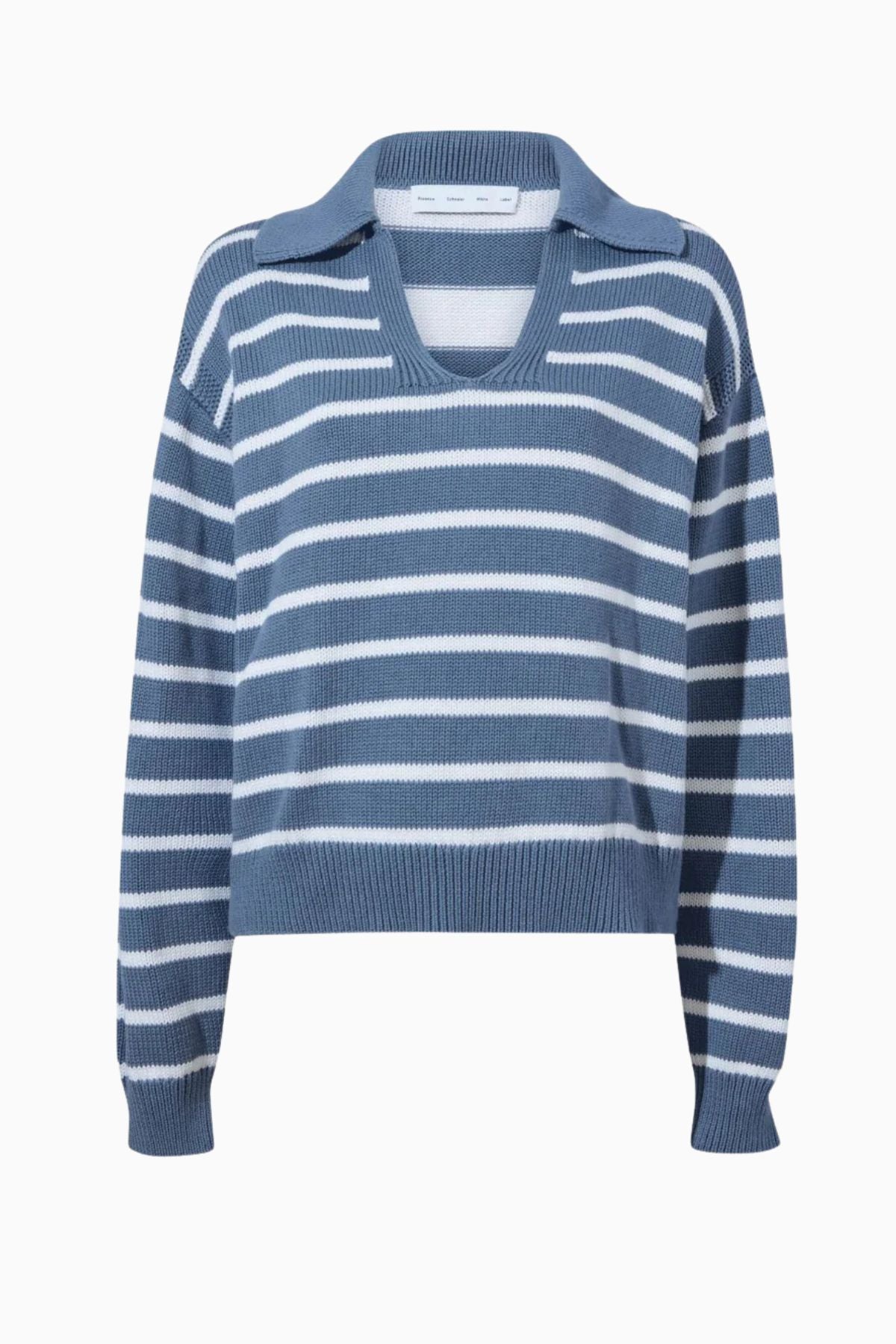 Proenza Schouler White Label Stripe Murphy Knit Sweater - Slate/ Chalk