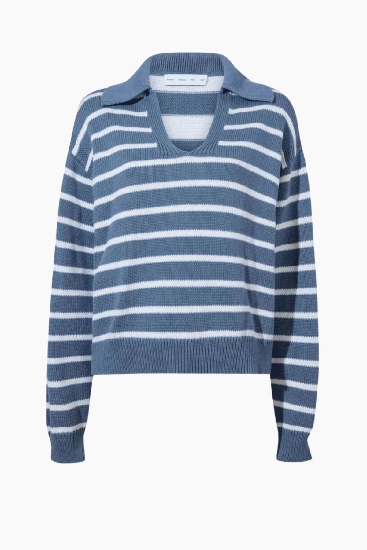 Proenza Schouler White Label Stripe Murphy Knit Sweater - Slate/ Chalk