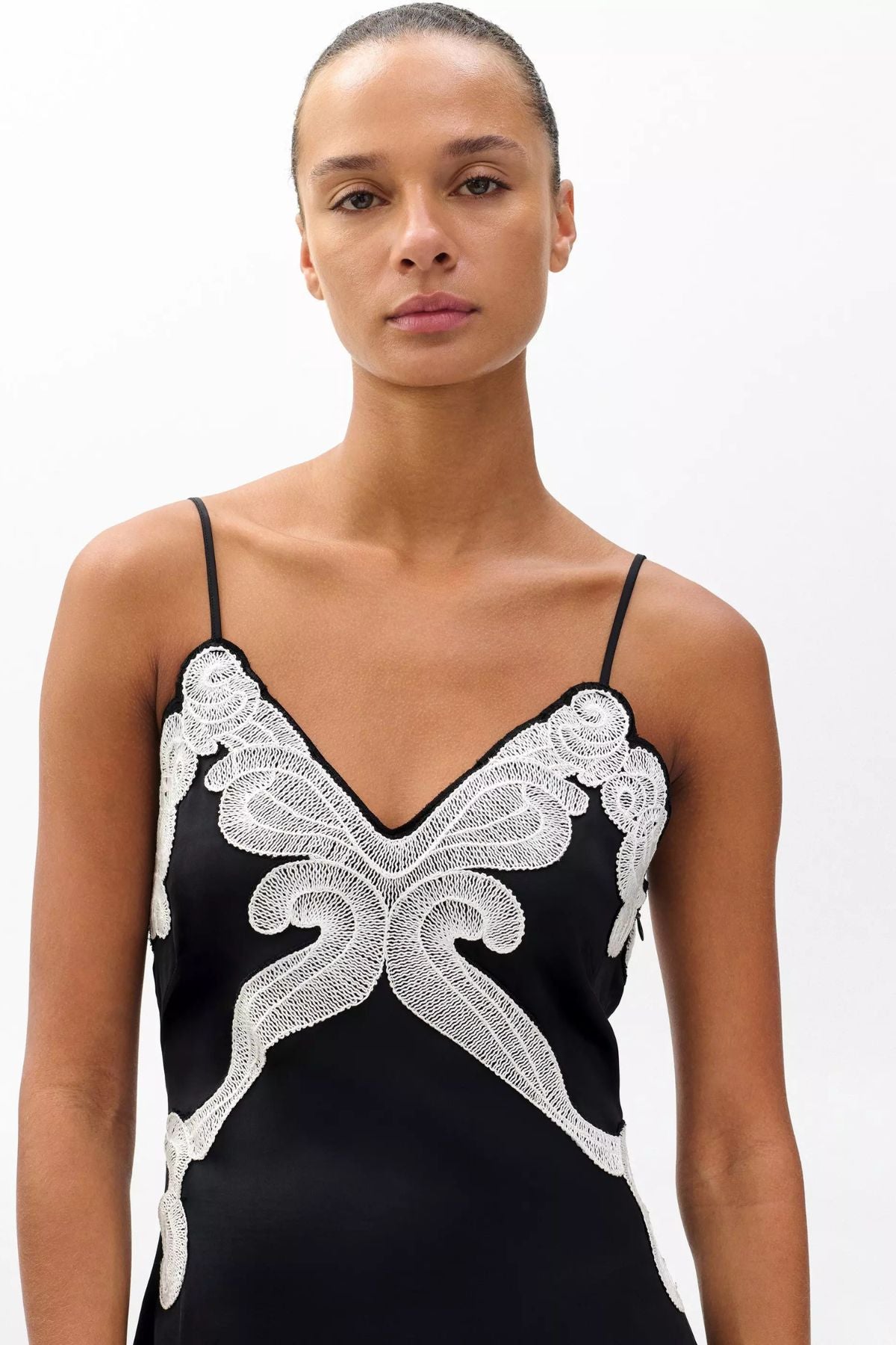 Rag & Bone Ann Embroidered Slip Dress - Black