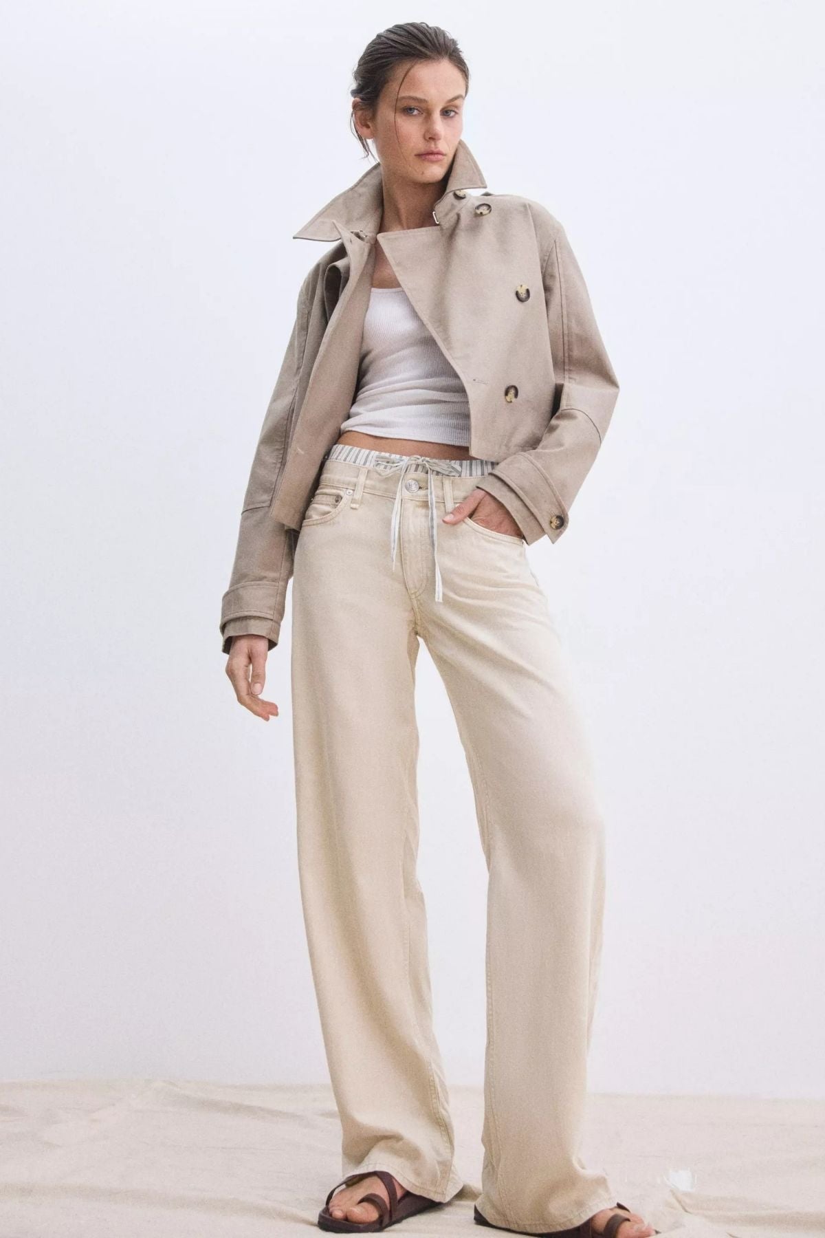 Rag & Bone Saige Relaxed Straight Boxer Jeans - Sandstripe